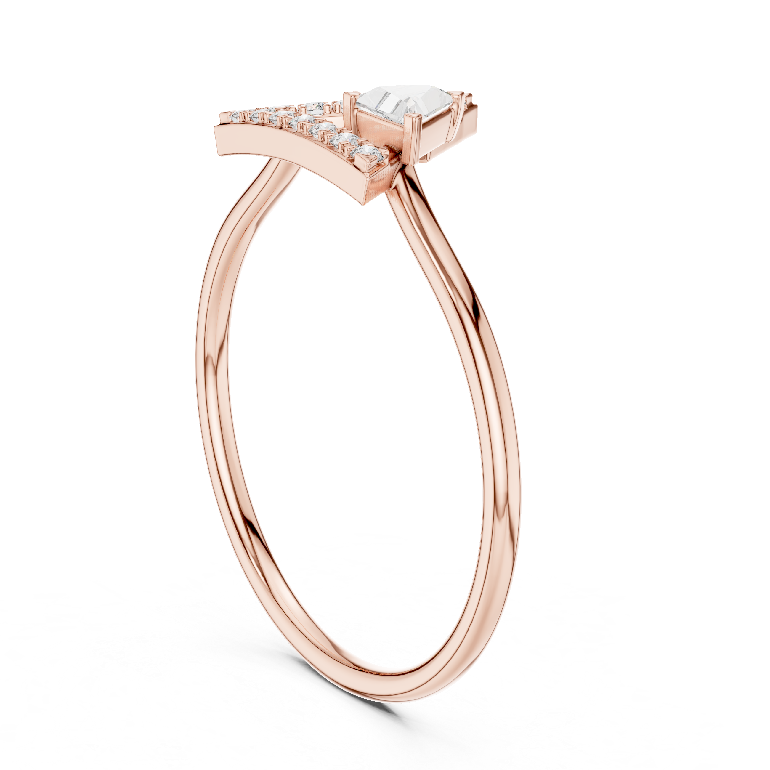 0.17 CT Triangle Cut Diamond Geometric Ring