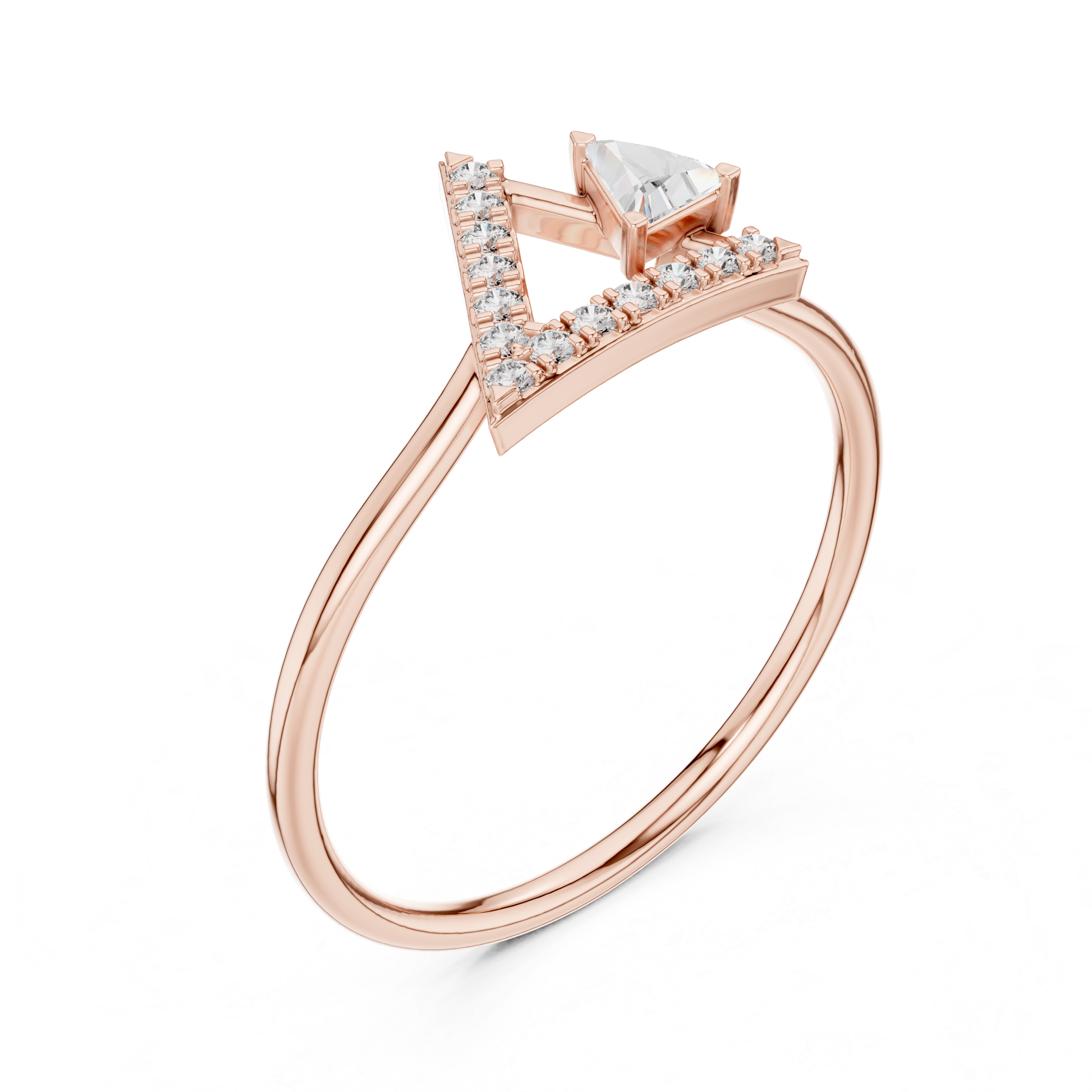 0.17 CT Triangle Cut Diamond Geometric Ring