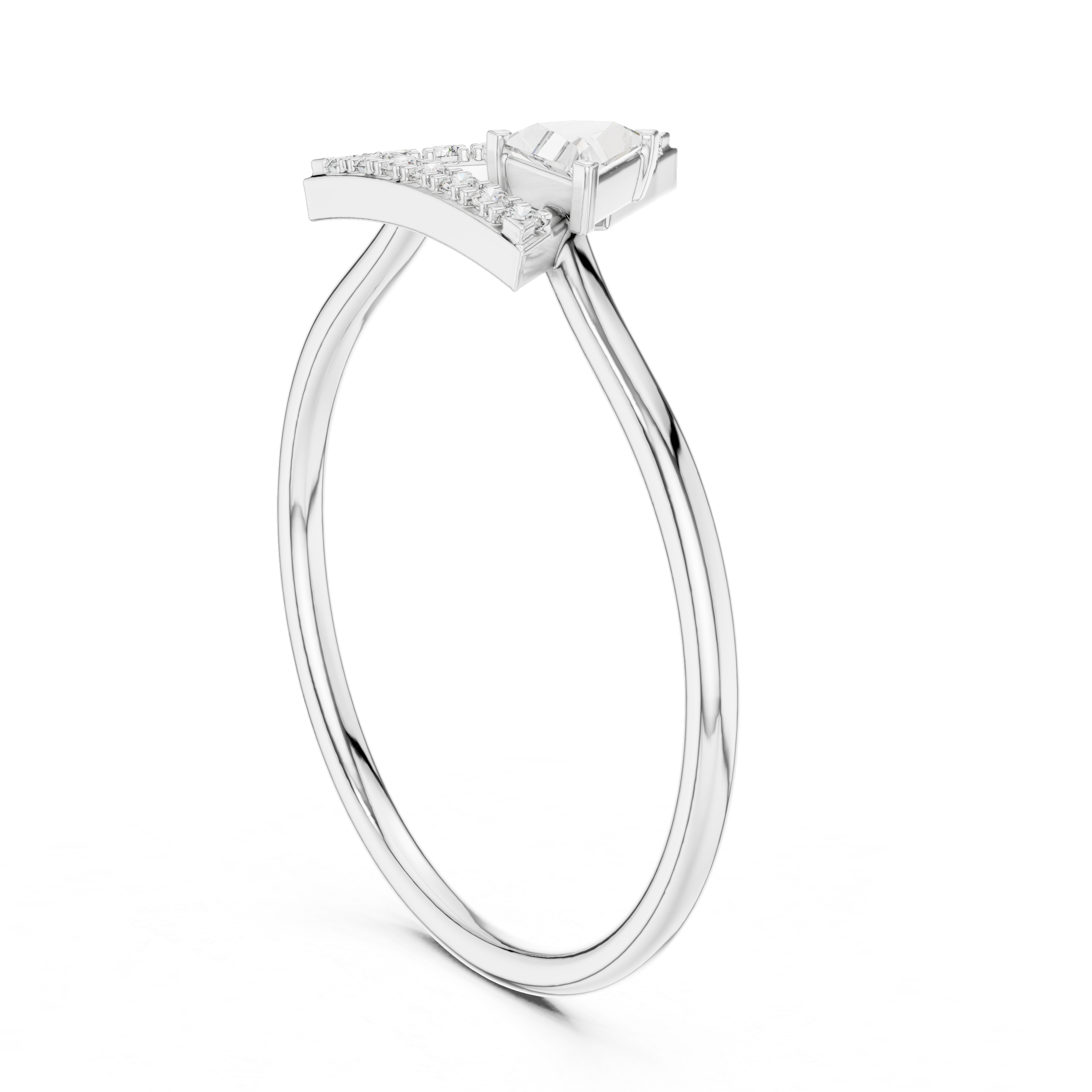 0.17 CT Triangle Cut Diamond Geometric Ring