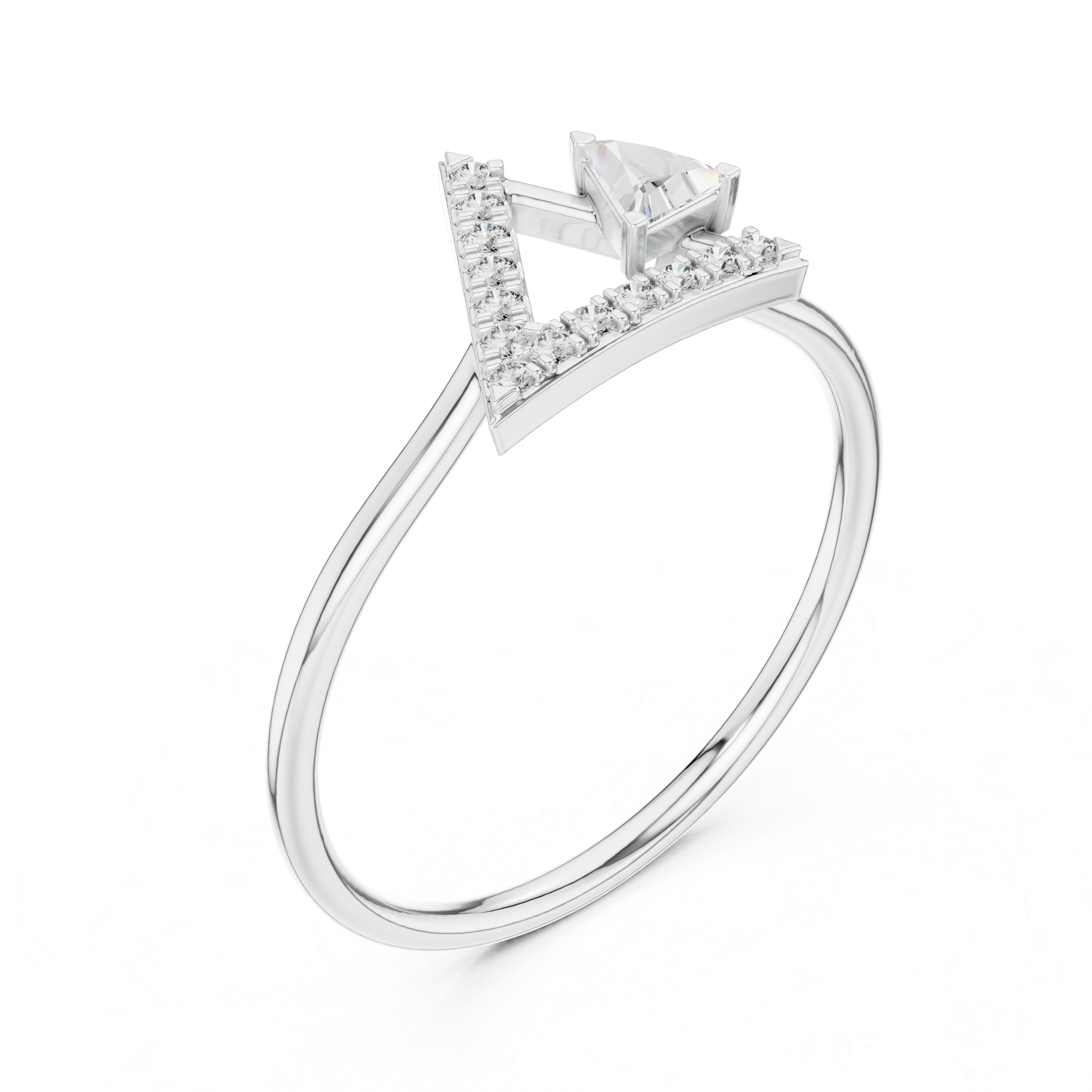 0.17 CT Triangle Cut Diamond Geometric Ring