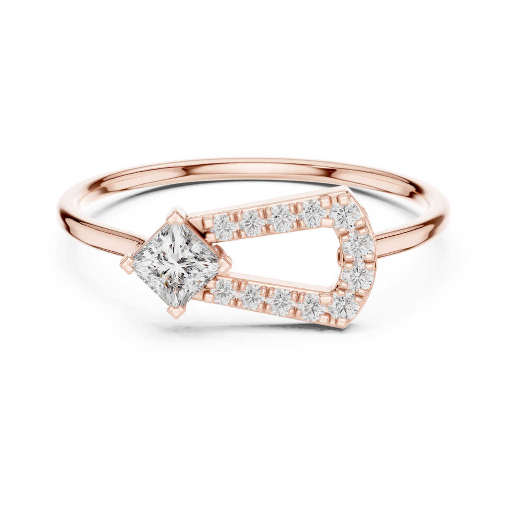 0.27 CT Princess Cut Diamond Bypass Ring