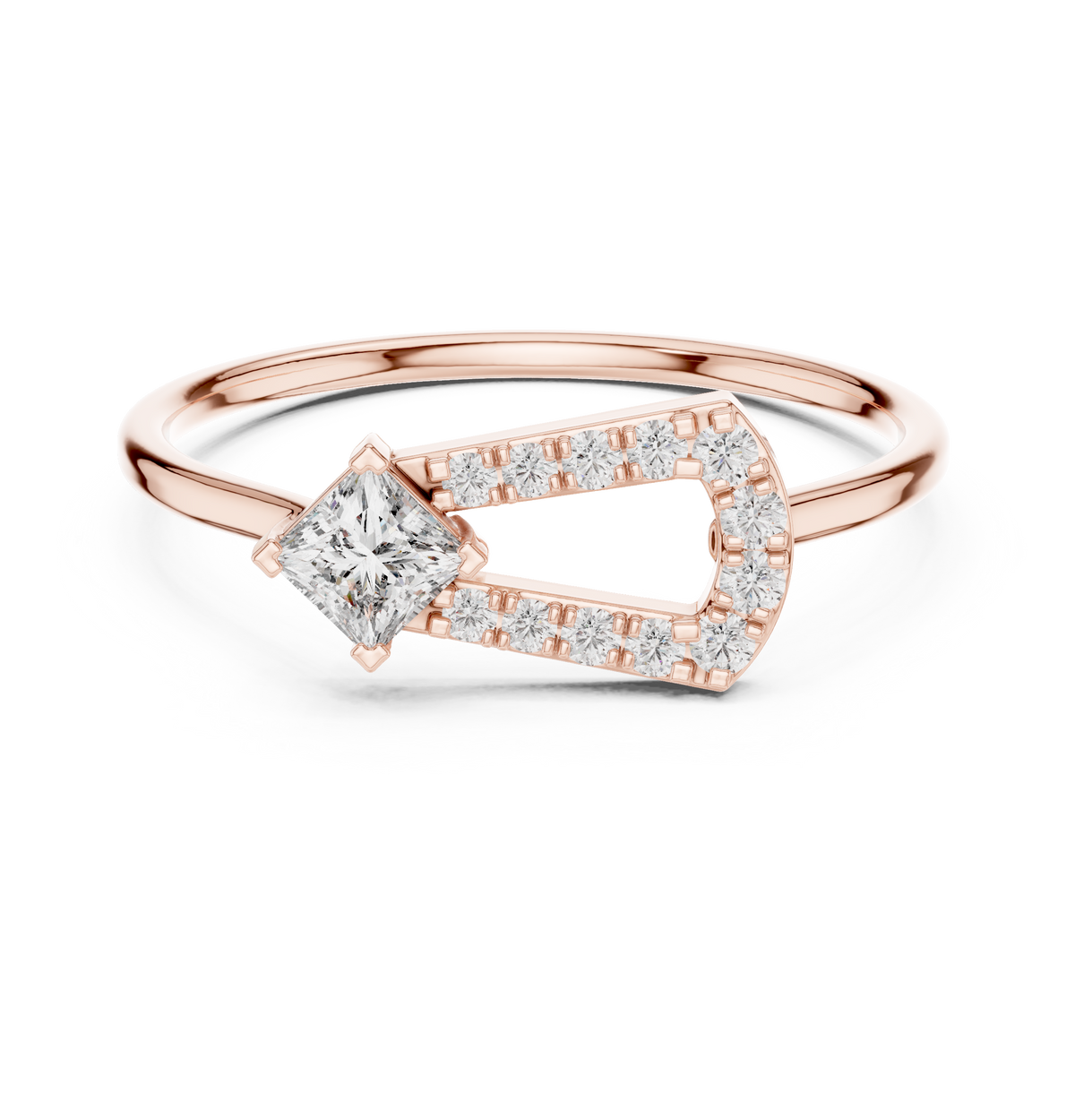 Princess Cut Diamond Bypass Ring – view 5 of 12, lab grown diamond ring | Jewelix Atelier
