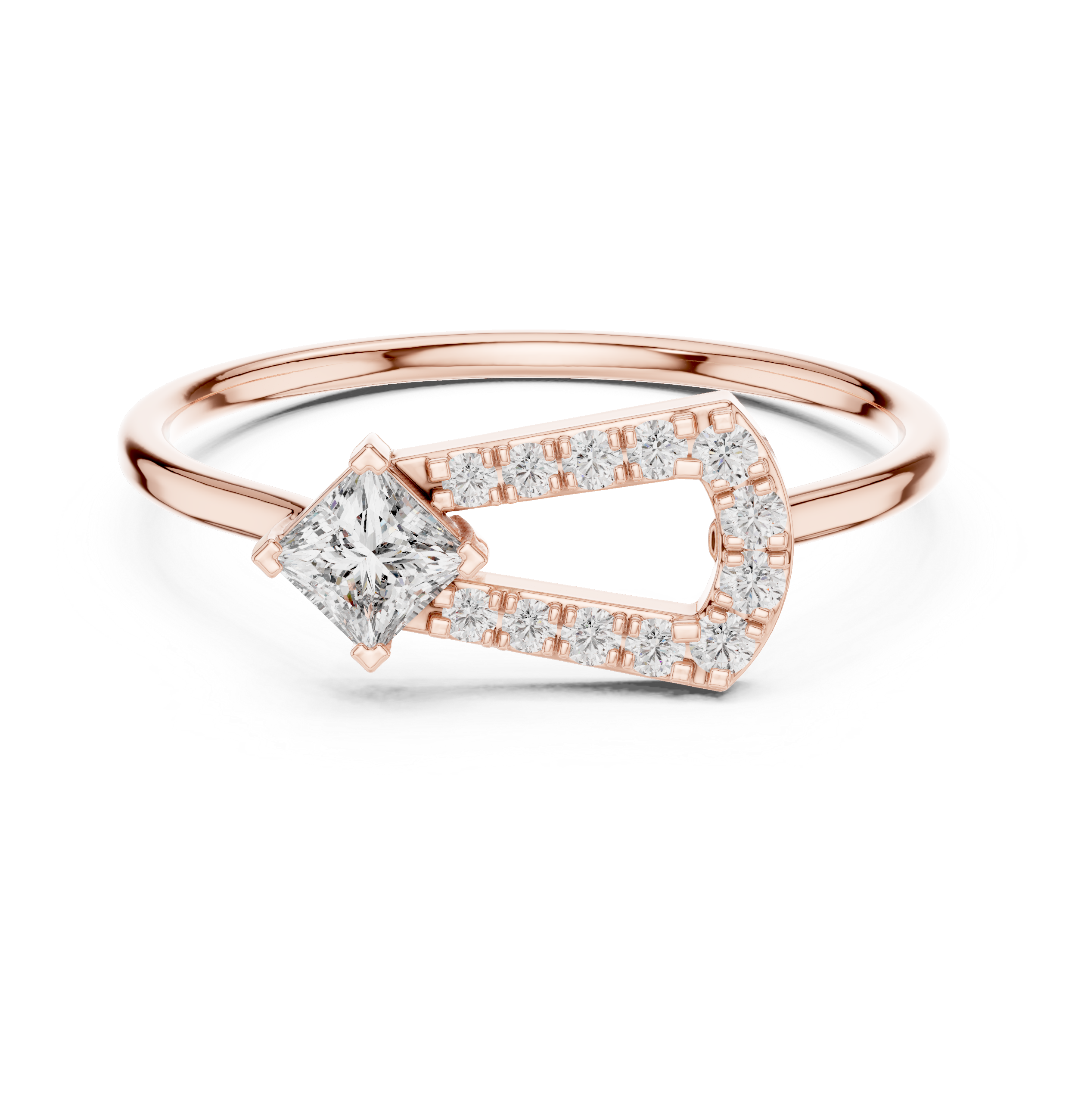 0.27 CT Princess Cut Diamond Bypass Ring