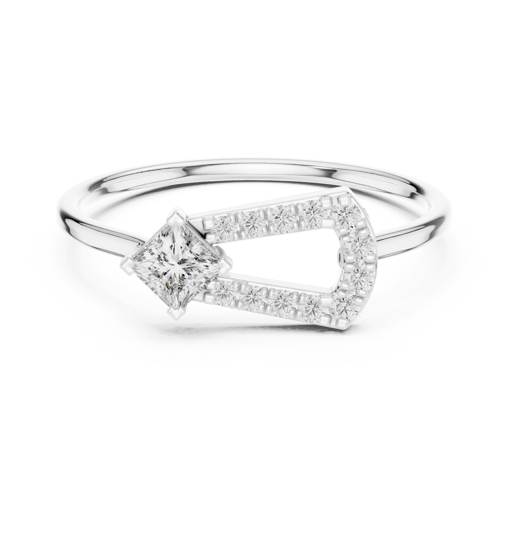 0.27 CT Princess Cut Diamond Bypass Ring