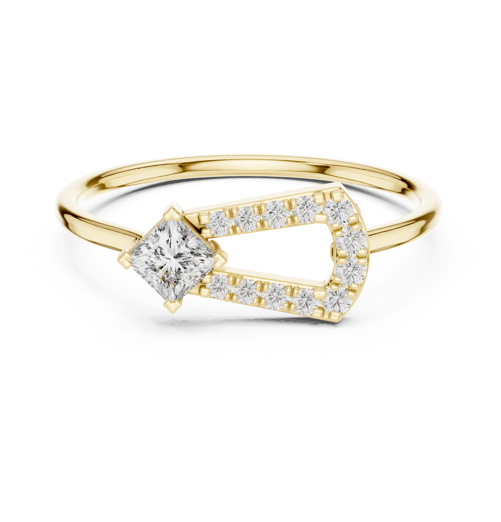 0.27 CT Princess Cut Diamond Bypass Ring