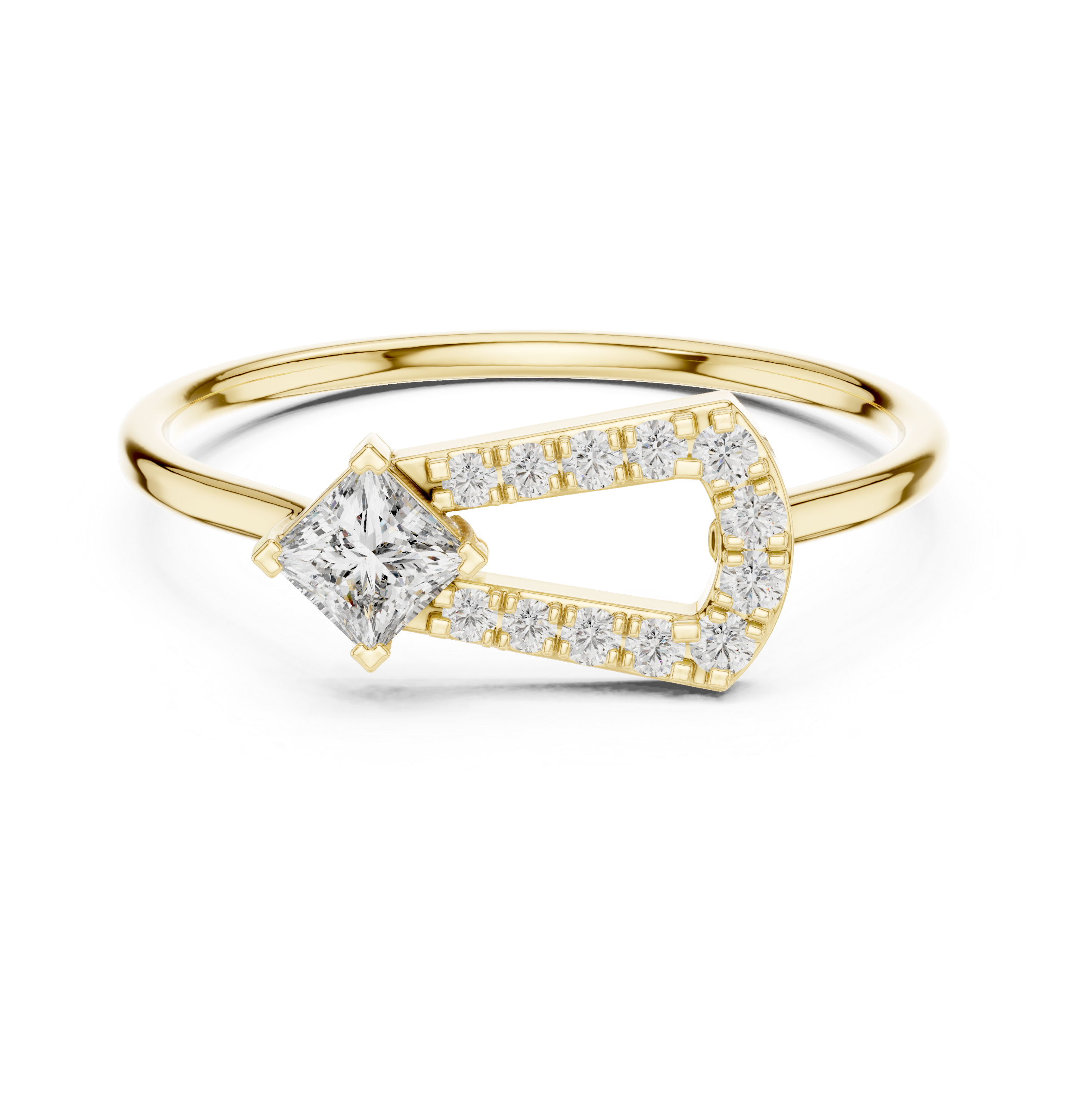 0.27 CT Princess Cut Diamond Bypass Ring