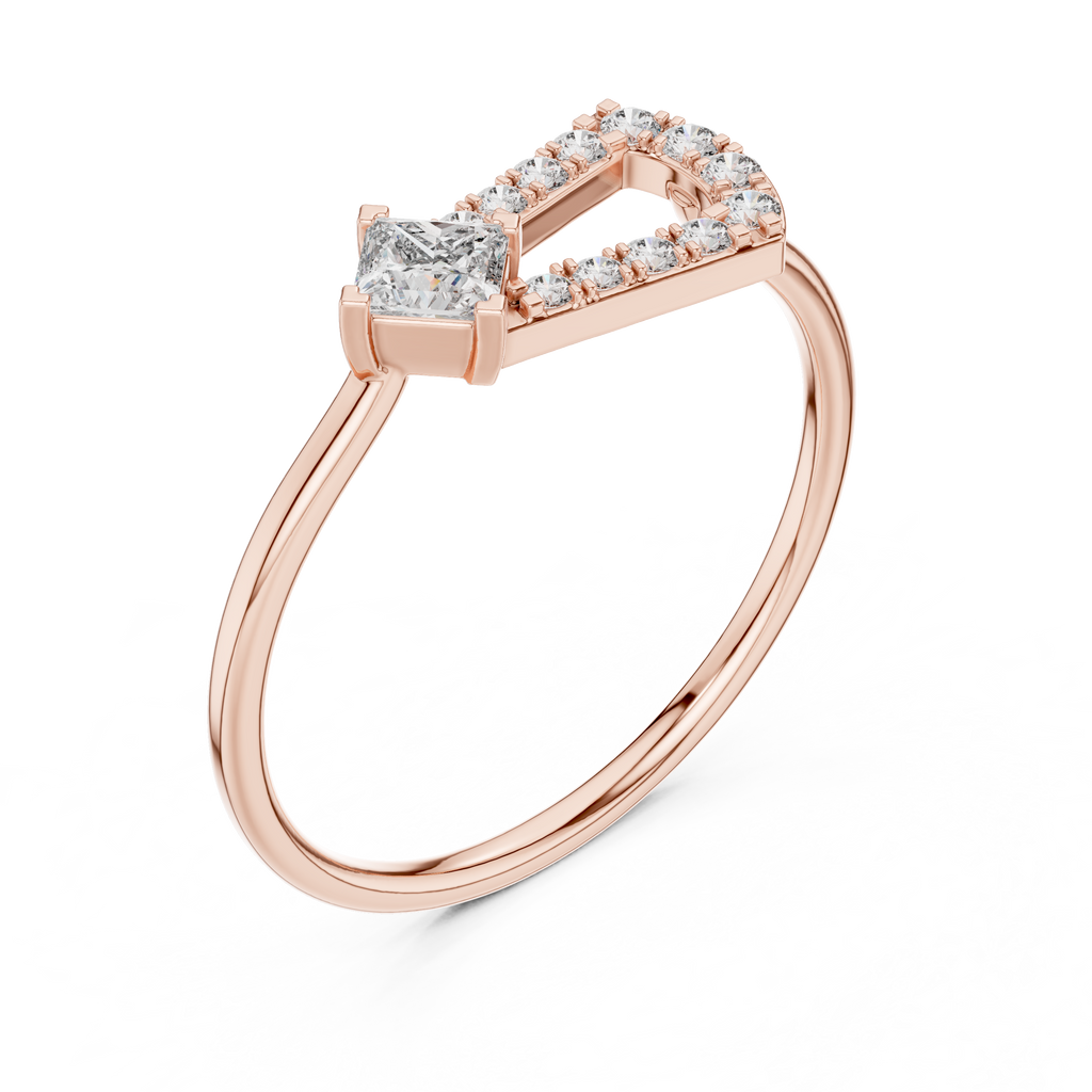 0.27 CT Princess Cut Diamond Bypass Ring