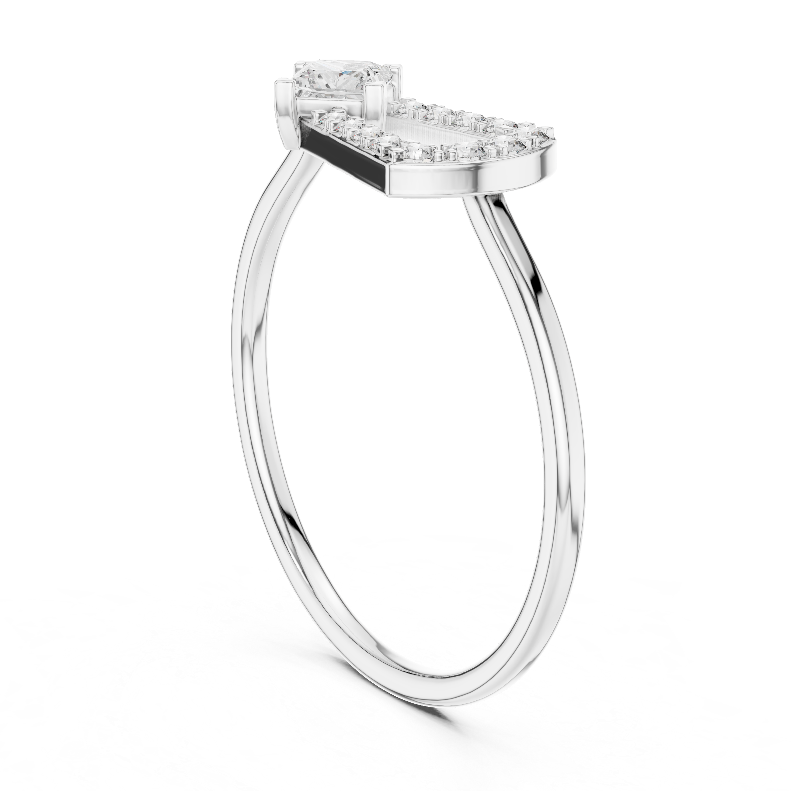 0.27 CT Princess Cut Diamond Bypass Ring
