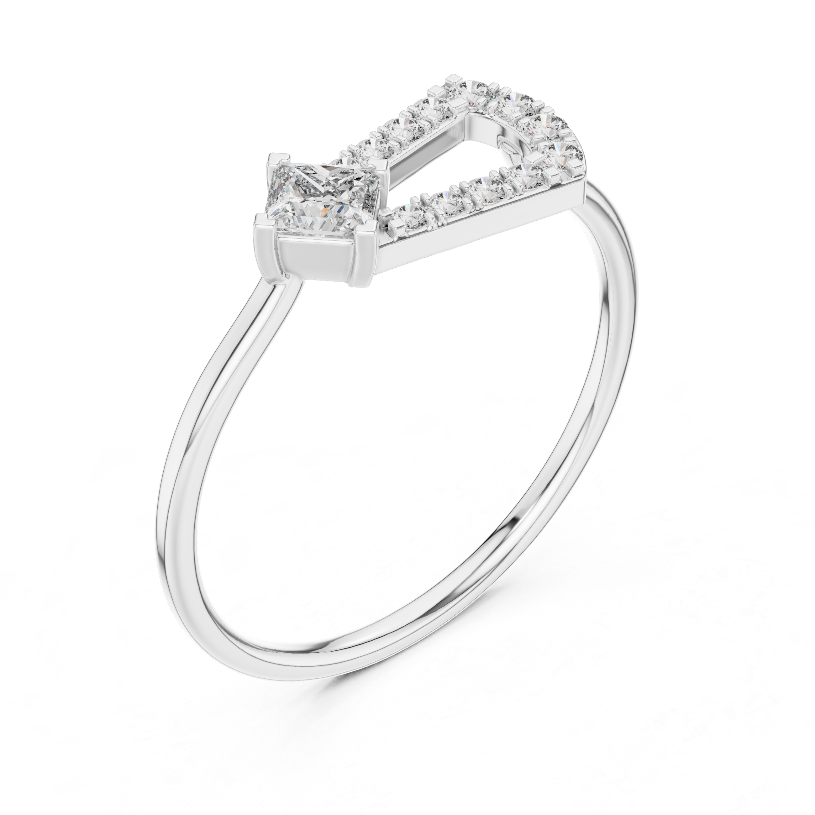 0.27 CT Princess Cut Diamond Bypass Ring