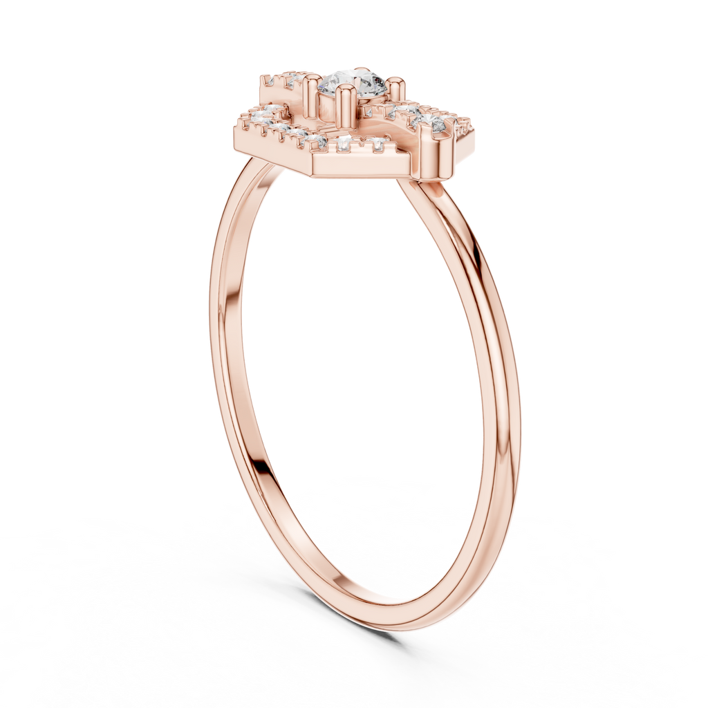 0.19 CT Hexagon Halo Diamond Ring