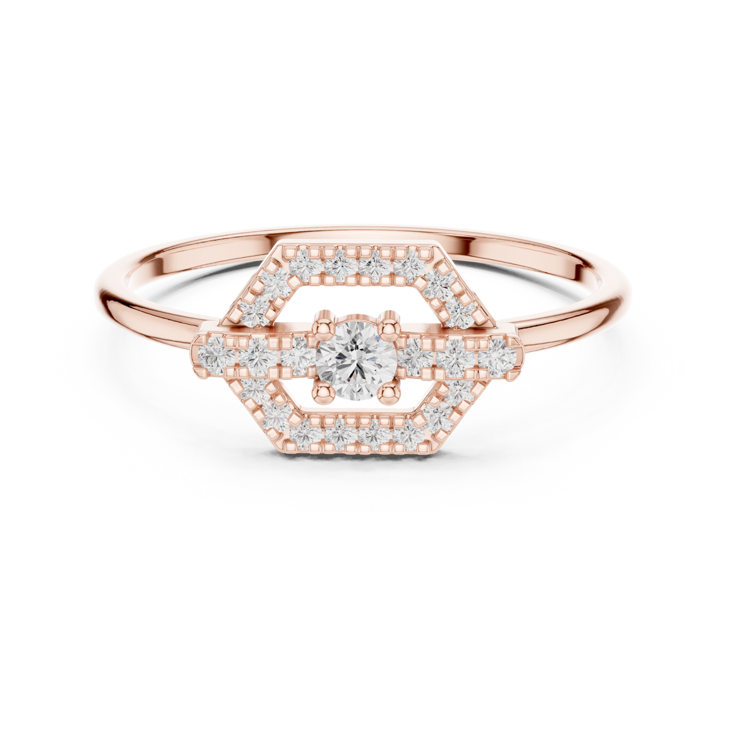 0.19 CT Hexagon Halo Diamond Ring