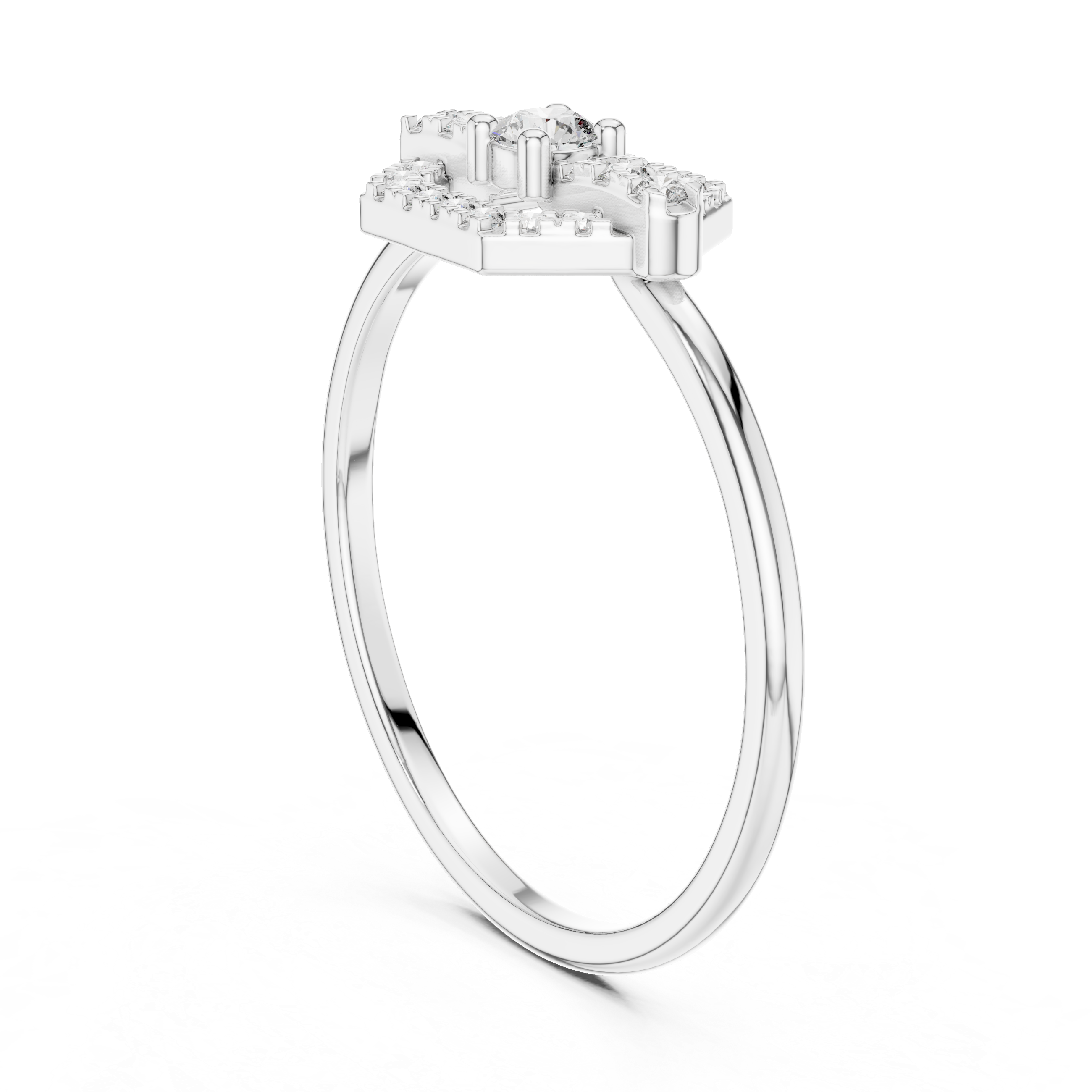 0.19 CT Hexagon Halo Diamond Ring
