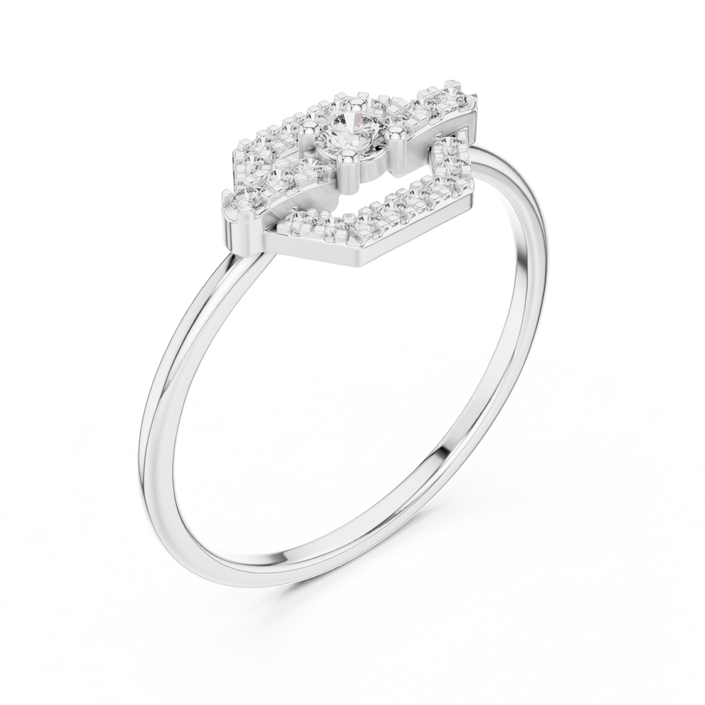 0.19 CT Hexagon Halo Diamond Ring