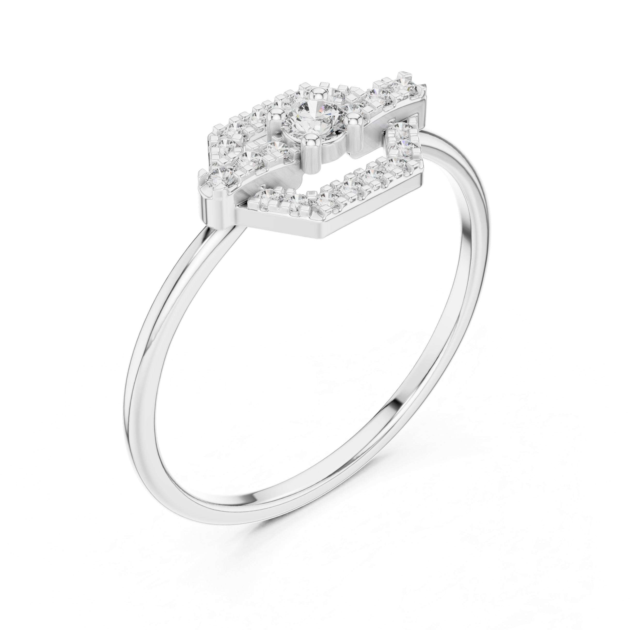 0.19 CT Hexagon Halo Diamond Ring