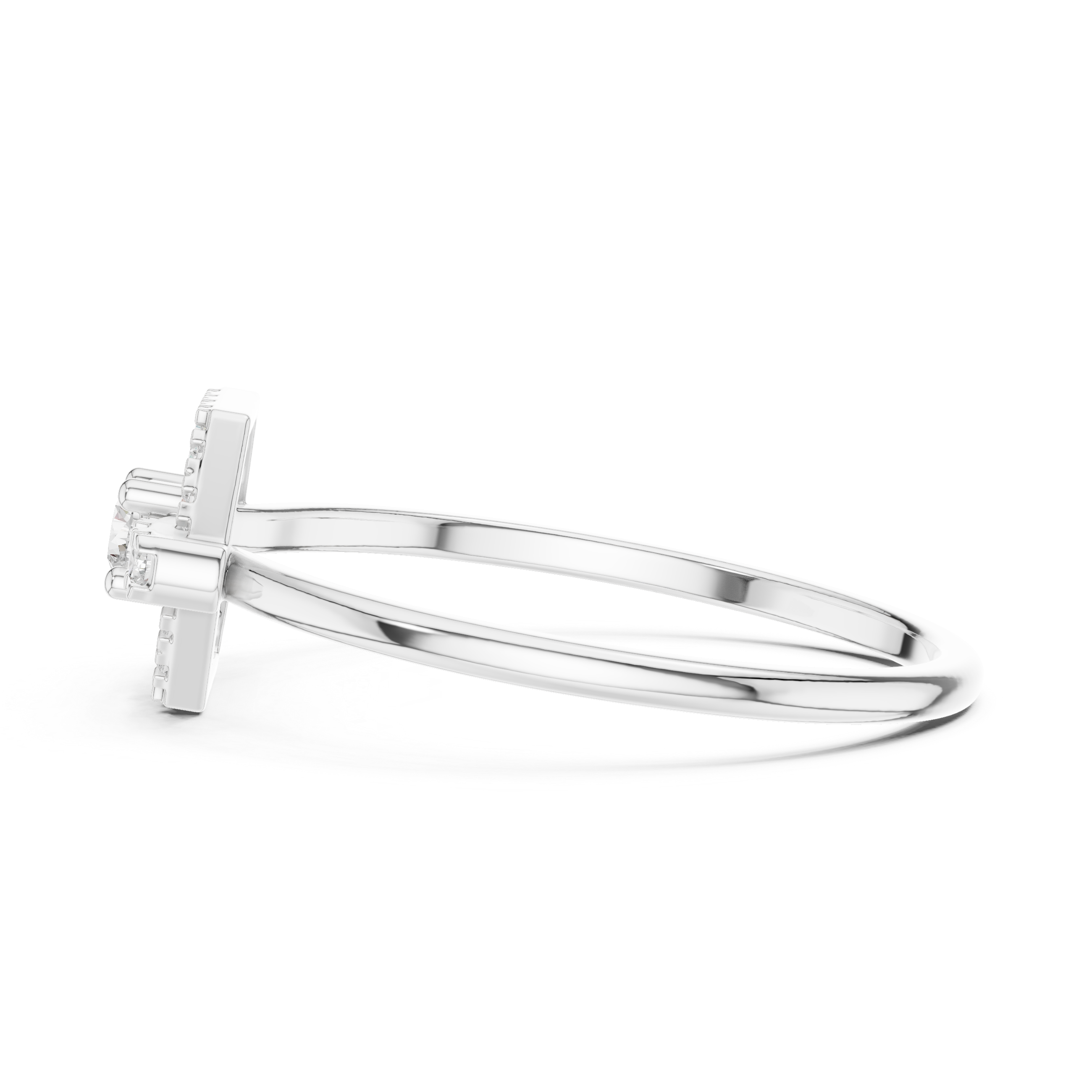 0.19 CT Hexagon Halo Diamond Ring