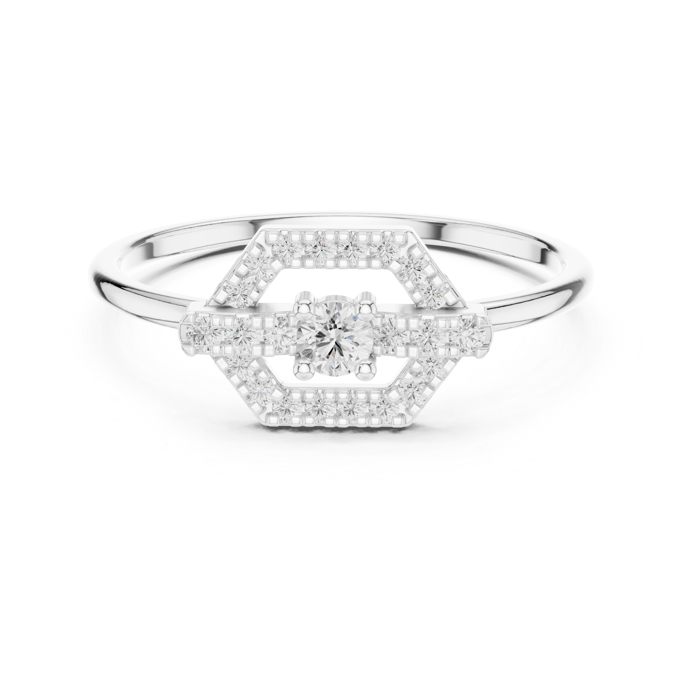 0.19 CT Hexagon Halo Diamond Ring