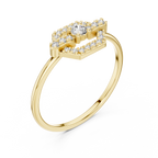 0.19 CT Hexagon Halo Diamond Ring