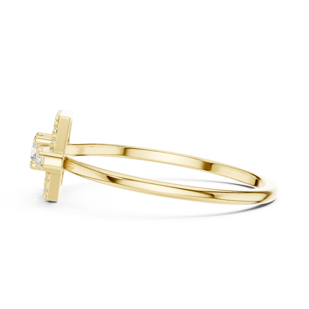 0.19 CT Hexagon Halo Diamond Ring