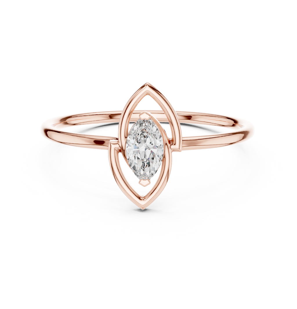 0.16 CT Marquise Cut Solitaire Diamond Ring