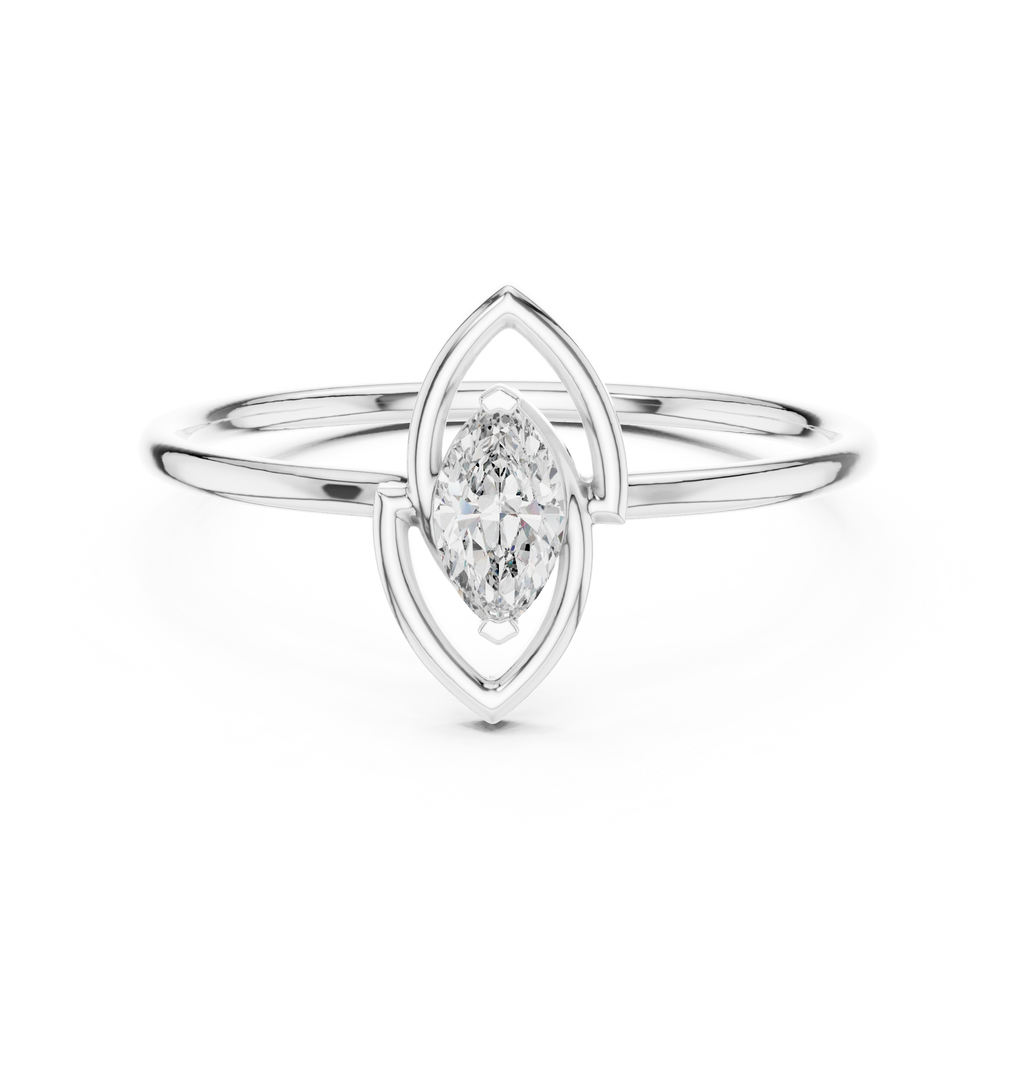 0.16 CT Marquise Cut Solitaire Diamond Ring