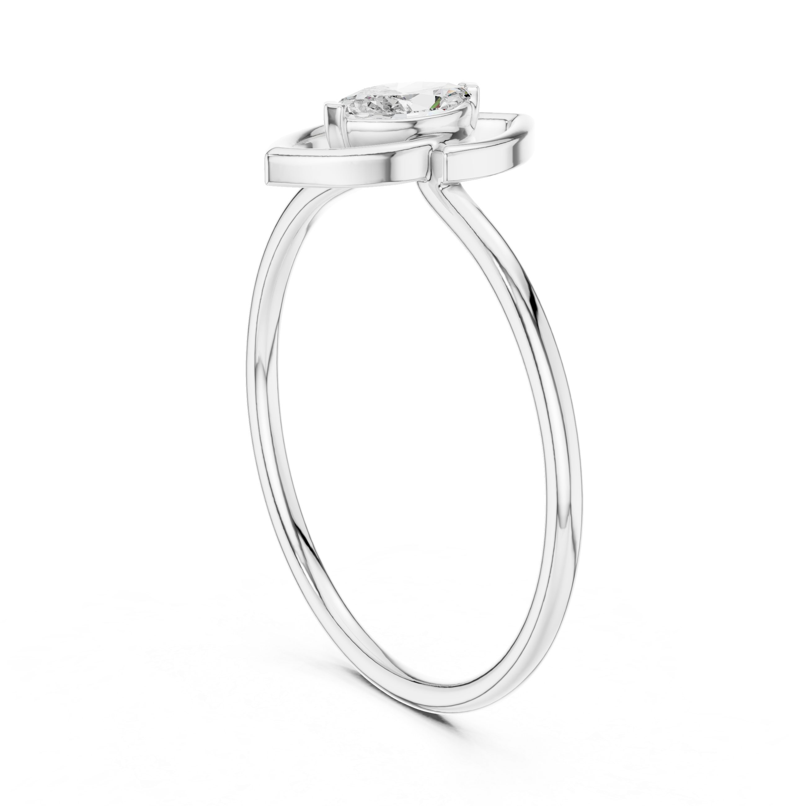 0.16 CT Marquise Cut Solitaire Diamond Ring