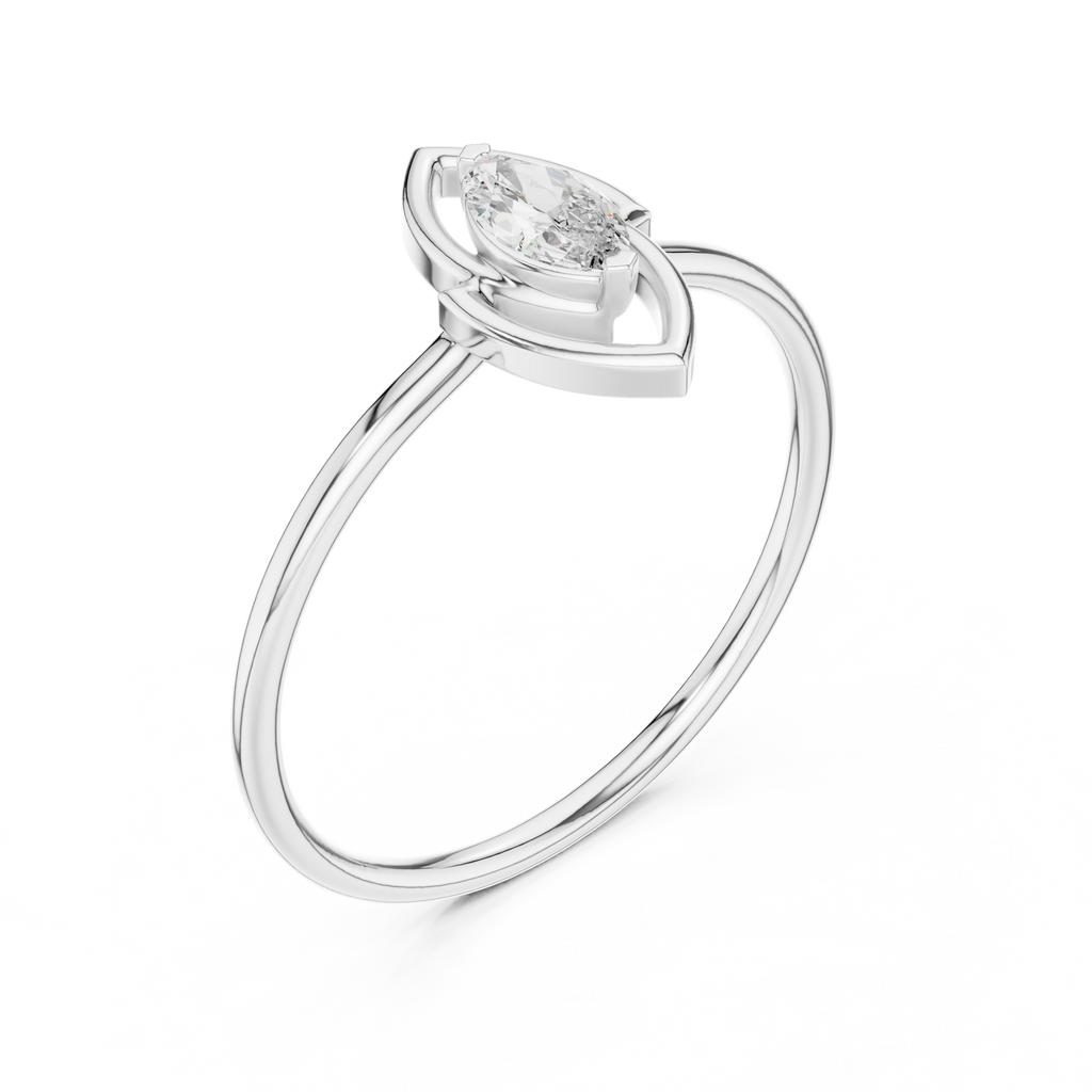 0.16 CT Marquise Cut Solitaire Diamond Ring