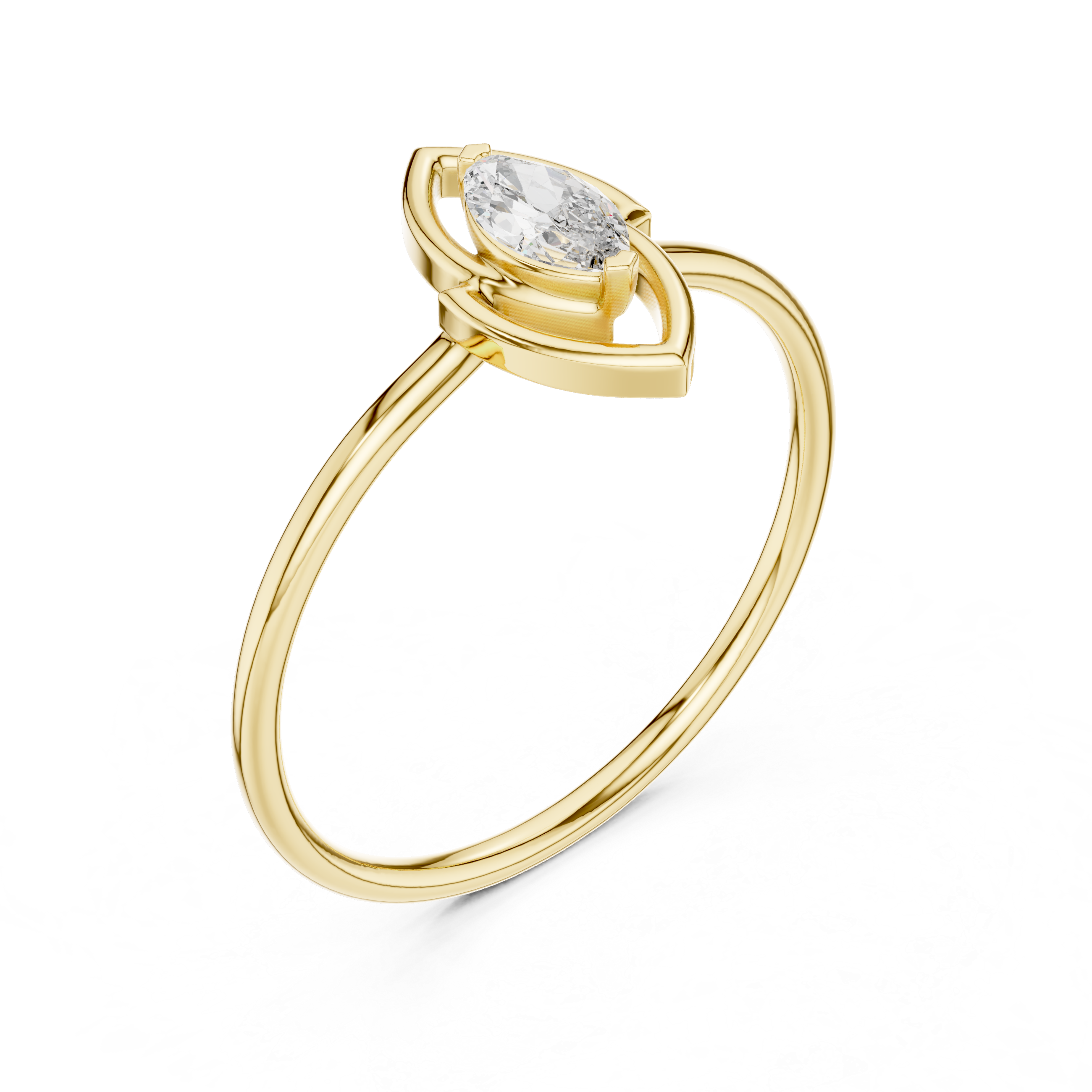 0.16 CT Marquise Cut Solitaire Diamond Ring