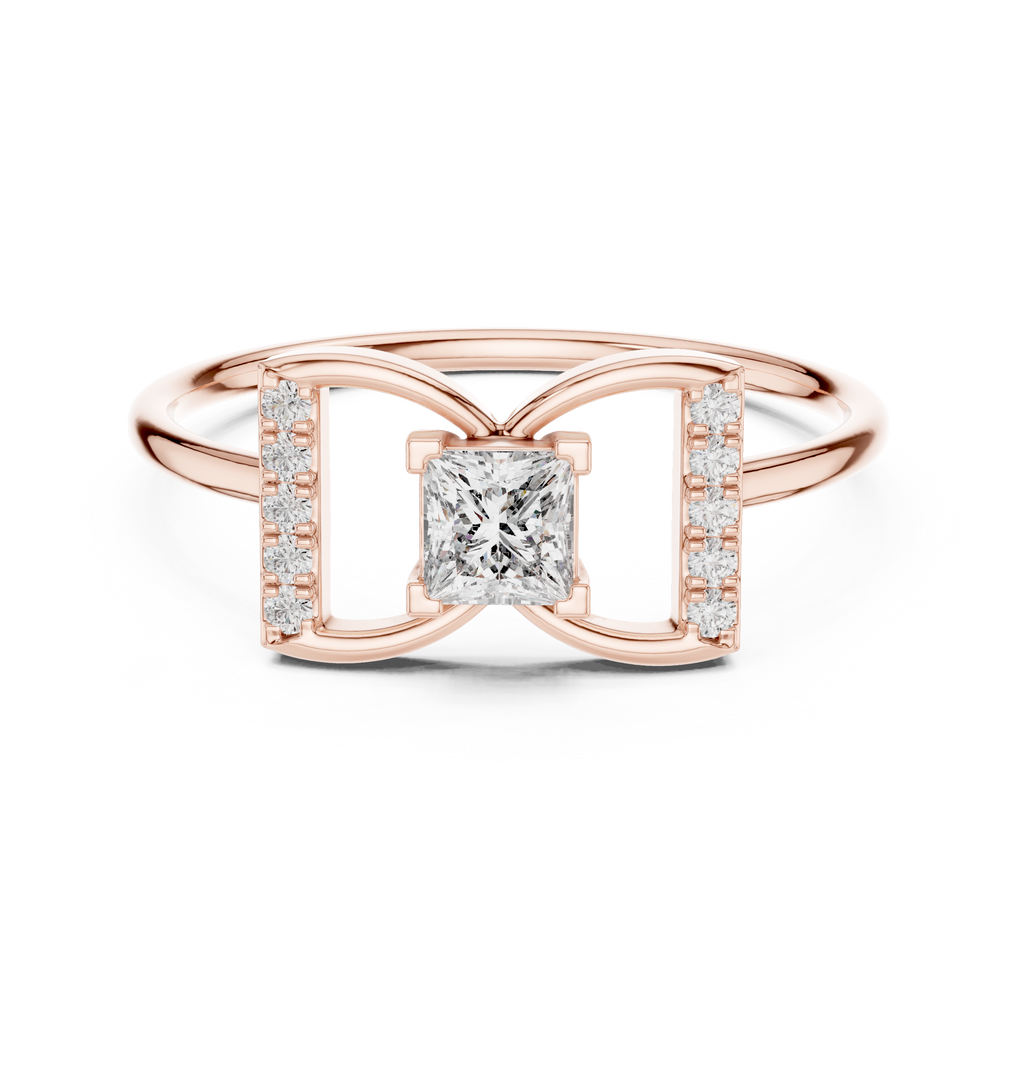 0.33 CT Princess Cut Diamond Bow Ring