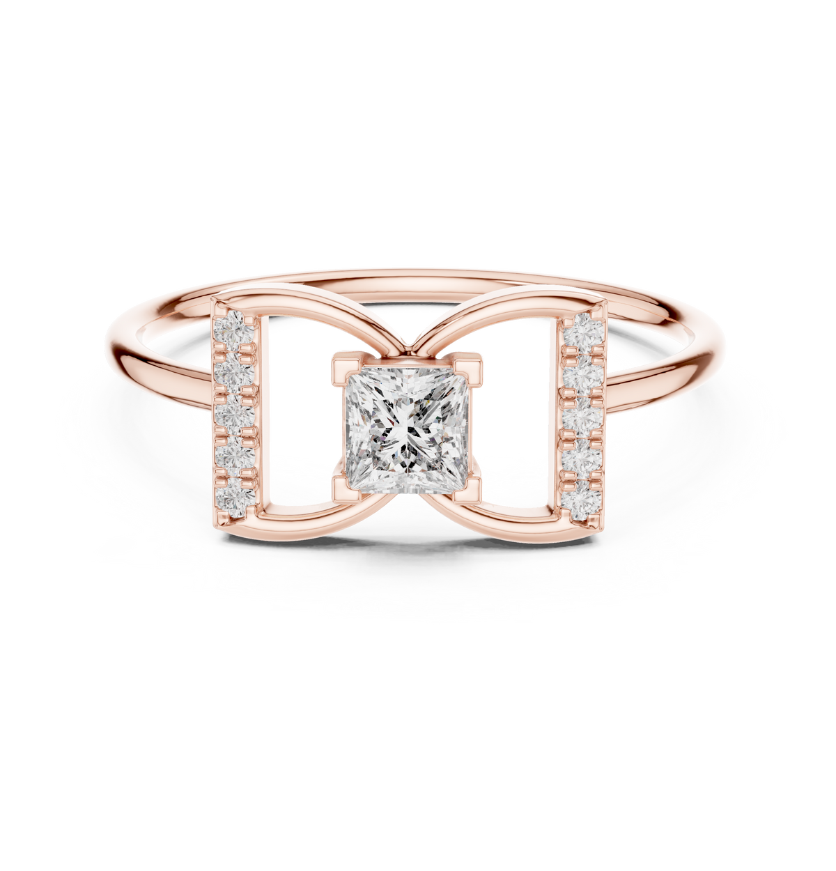 Princess Cut Diamond Bow Ring – view 5 of 12, lab grown diamond ring | Jewelix Atelier