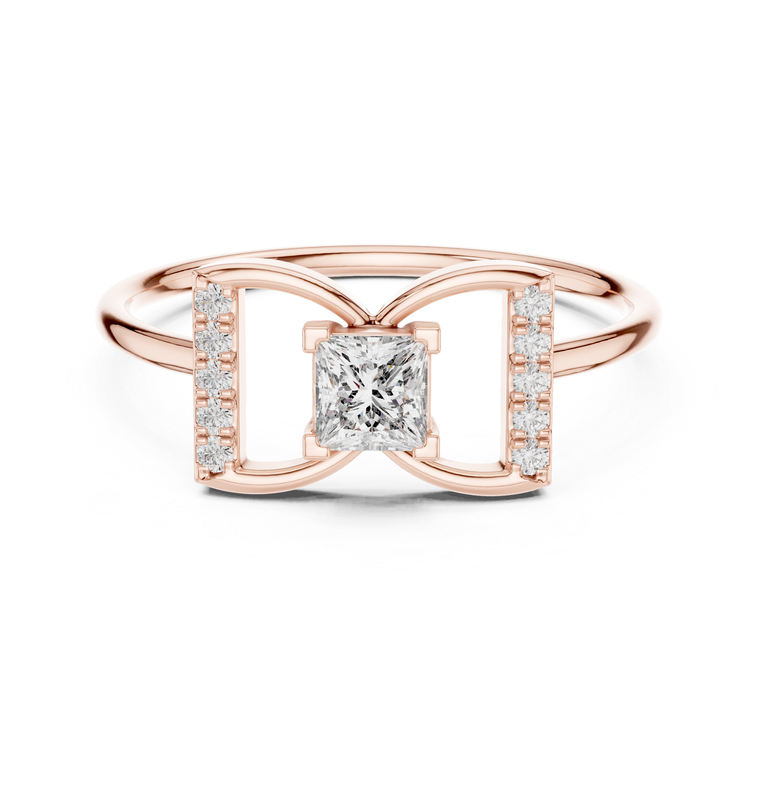 0.33 CT Princess Cut Diamond Bow Ring