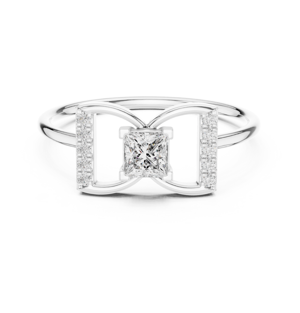 0.33 CT Princess Cut Diamond Bow Ring
