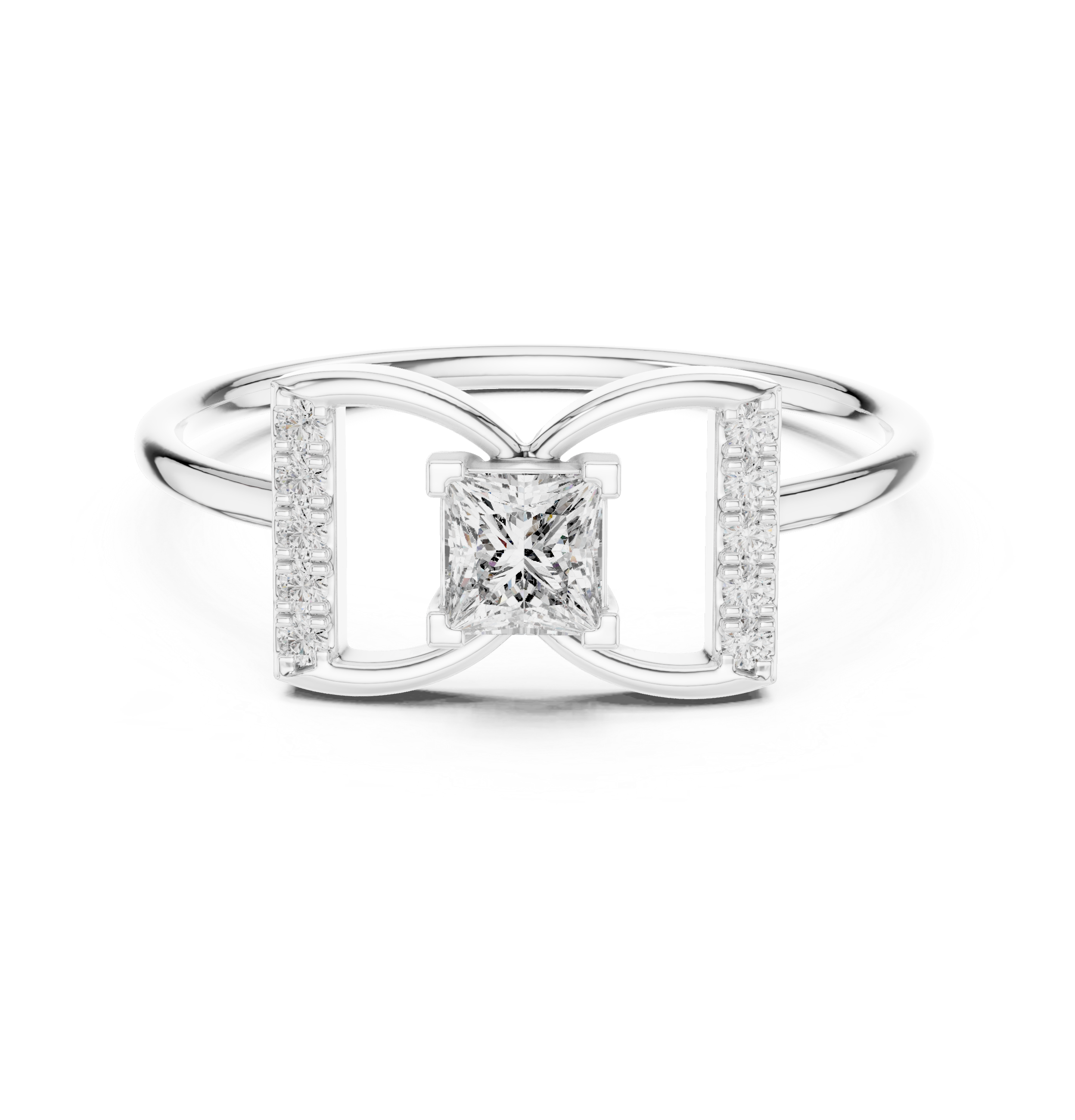 0.33 CT Princess Cut Diamond Bow Ring