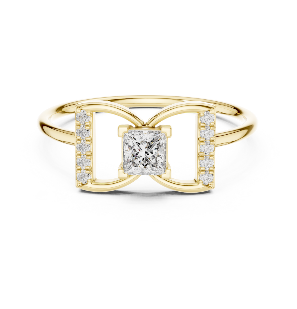 0.33 CT Princess Cut Diamond Bow Ring