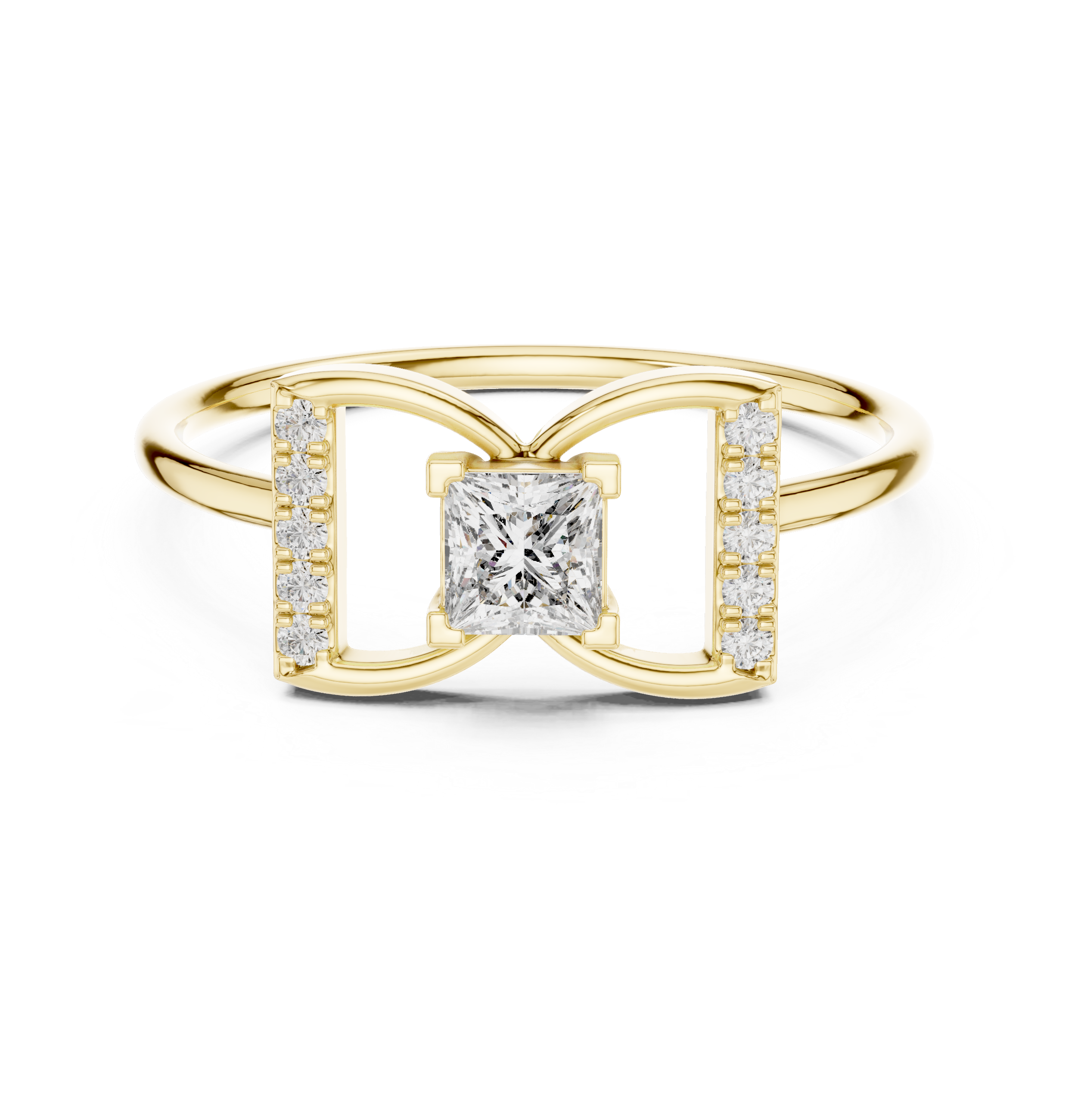 0.33 CT Princess Cut Diamond Bow Ring