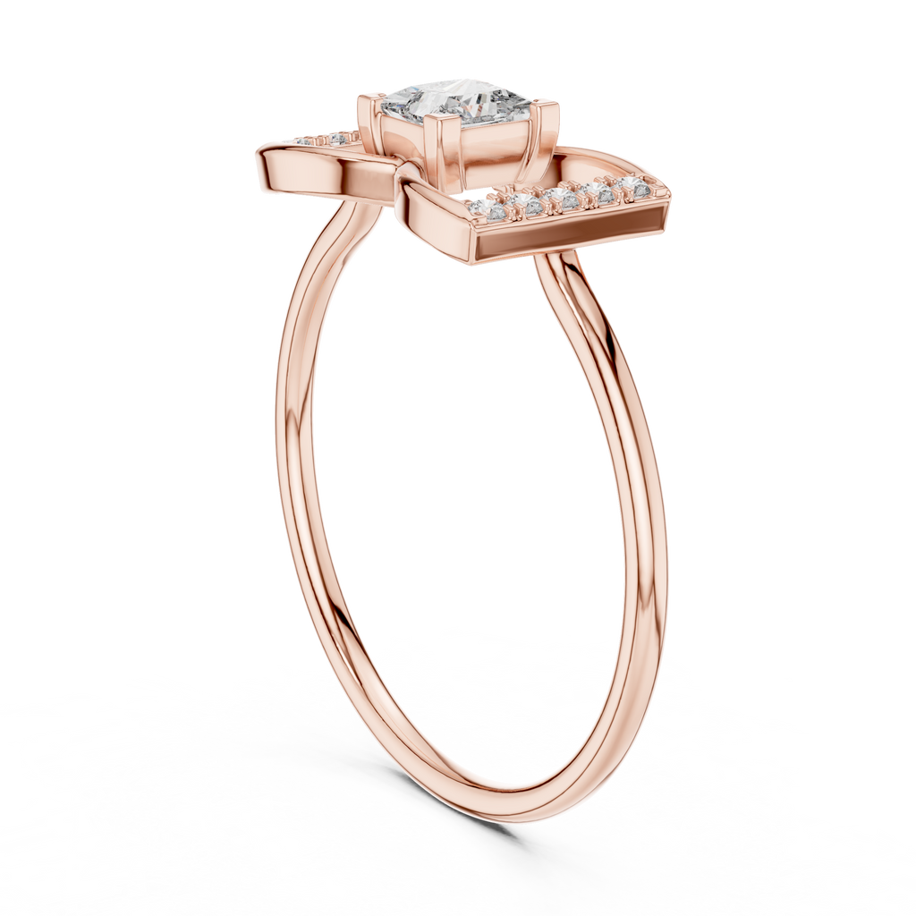 0.33 CT Princess Cut Diamond Bow Ring