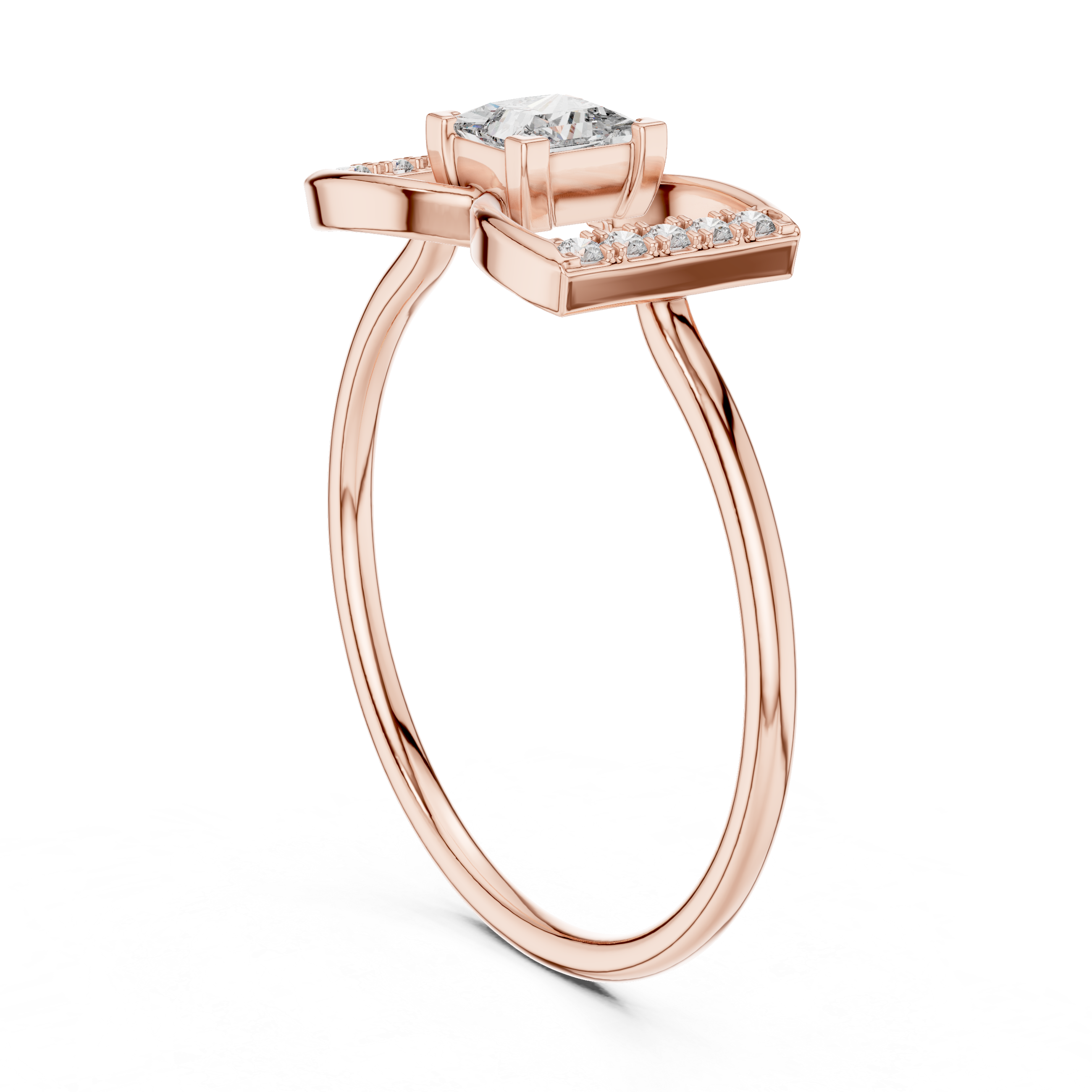 0.33 CT Princess Cut Diamond Bow Ring