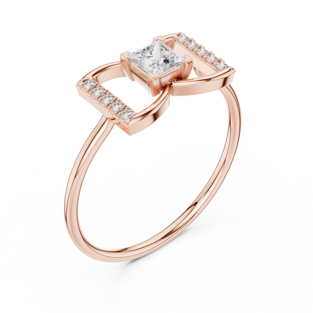 0.33 CT Princess Cut Diamond Bow Ring