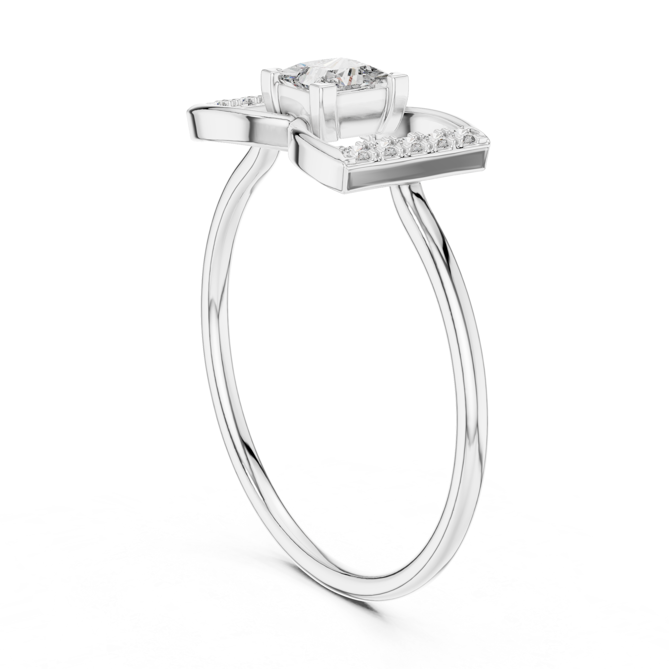 0.33 CT Princess Cut Diamond Bow Ring