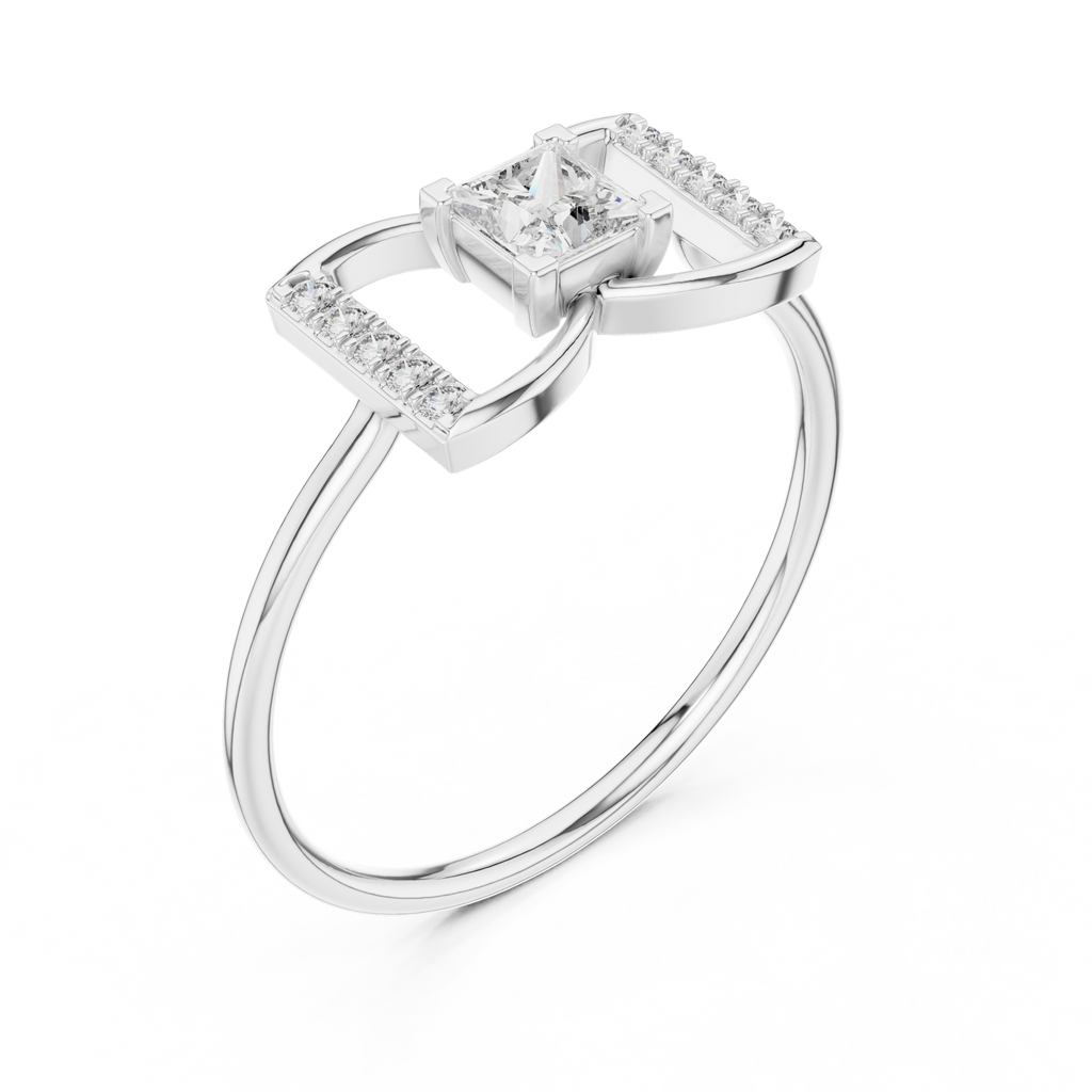 0.33 CT Princess Cut Diamond Bow Ring