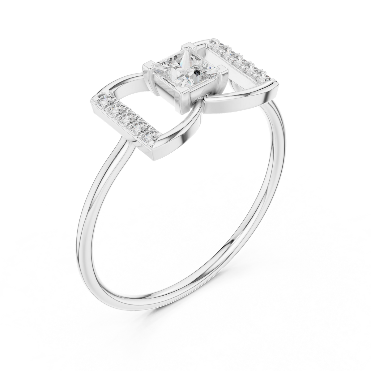 Princess Cut Diamond Bow Ring – view 3 of 12, lab grown diamond ring | Jewelix Atelier