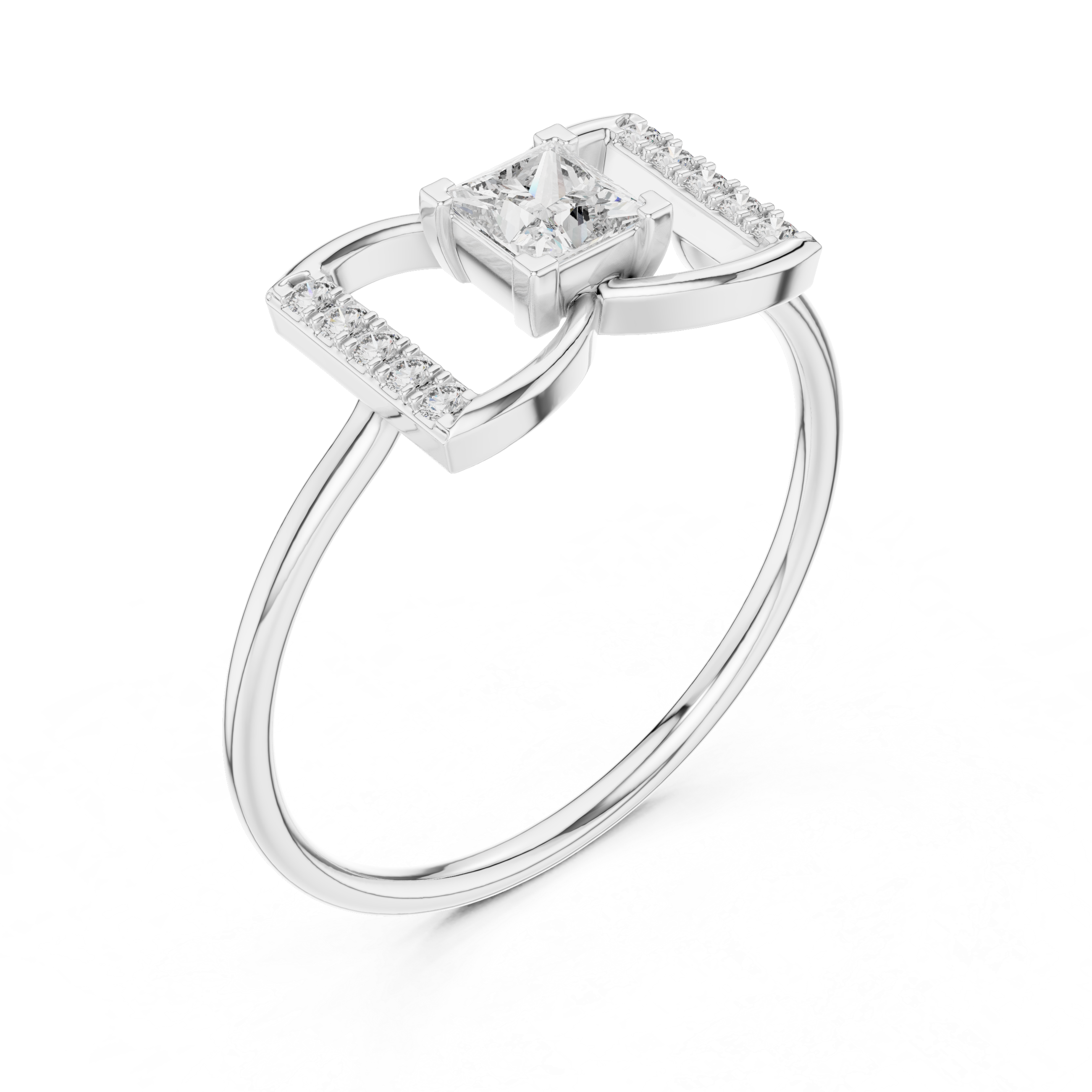 0.33 CT Princess Cut Diamond Bow Ring