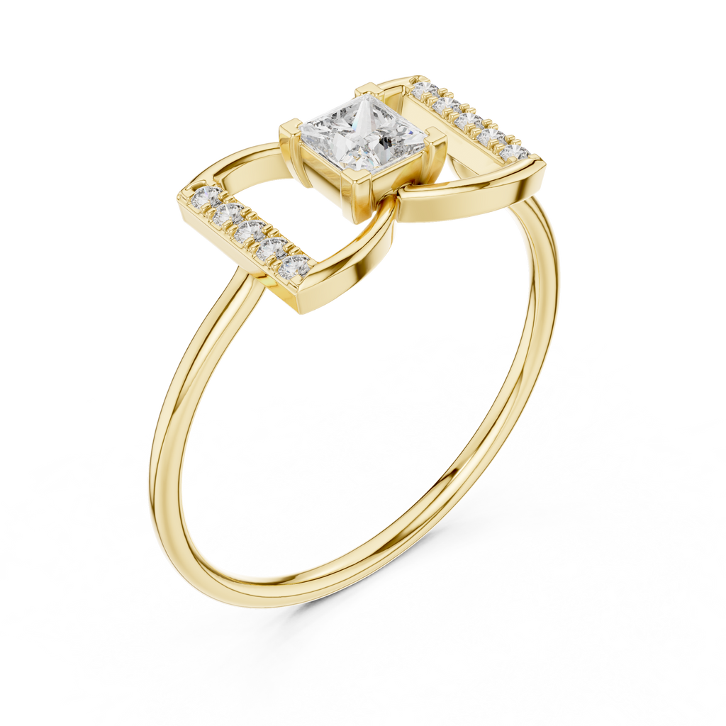 0.33 CT Princess Cut Diamond Bow Ring