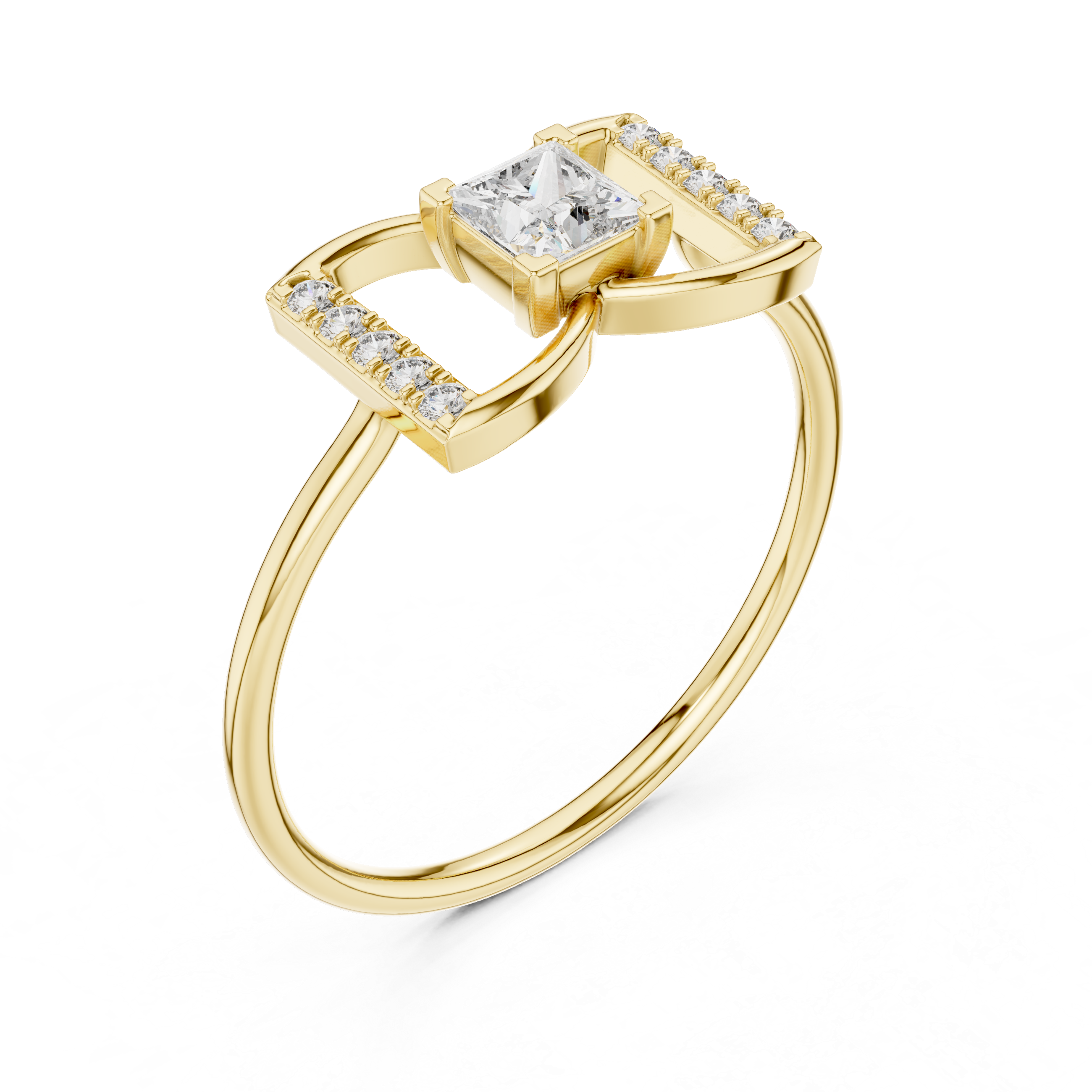 0.33 CT Princess Cut Diamond Bow Ring