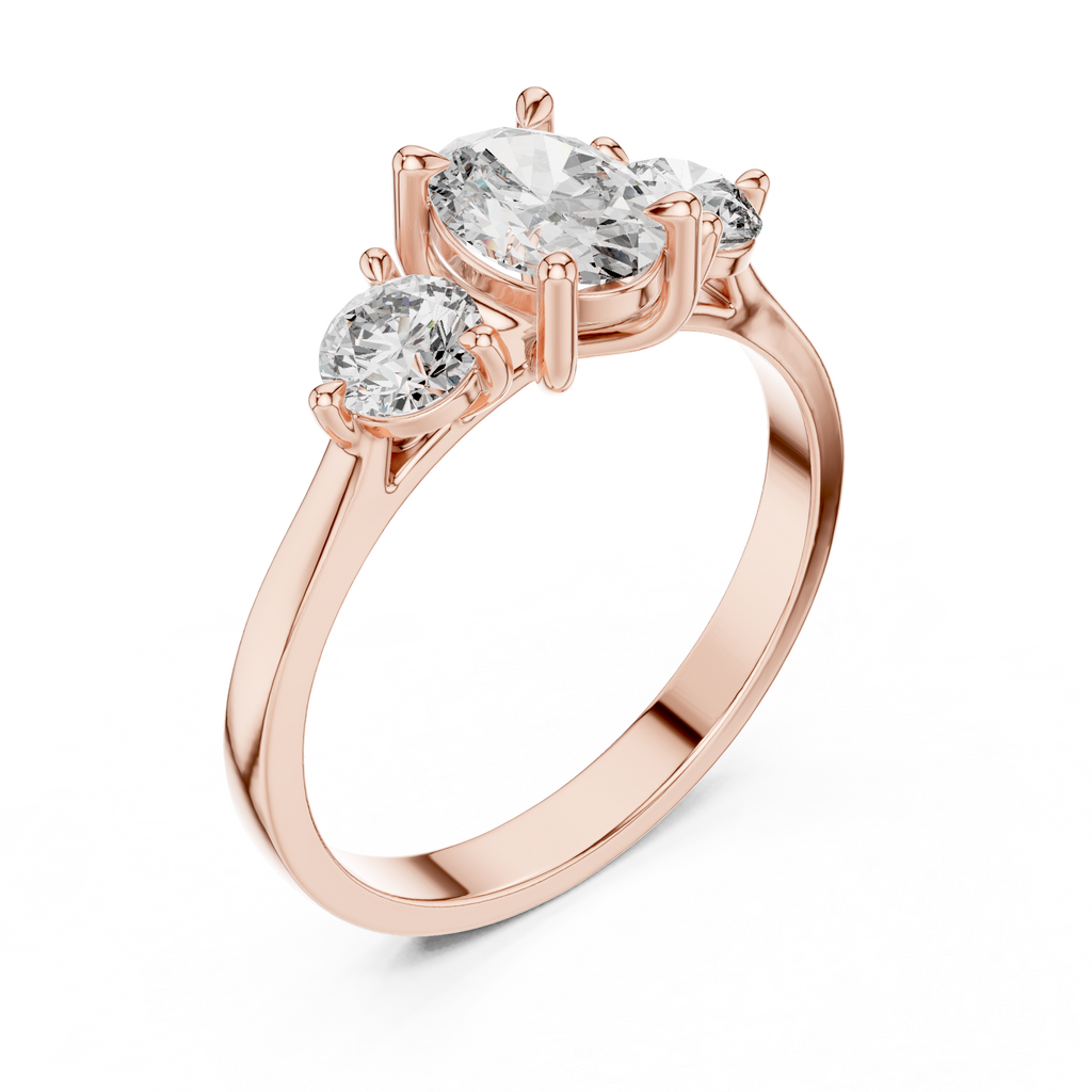 1.28 CT Oval Cut Diamond Three Stone Engagement Ring