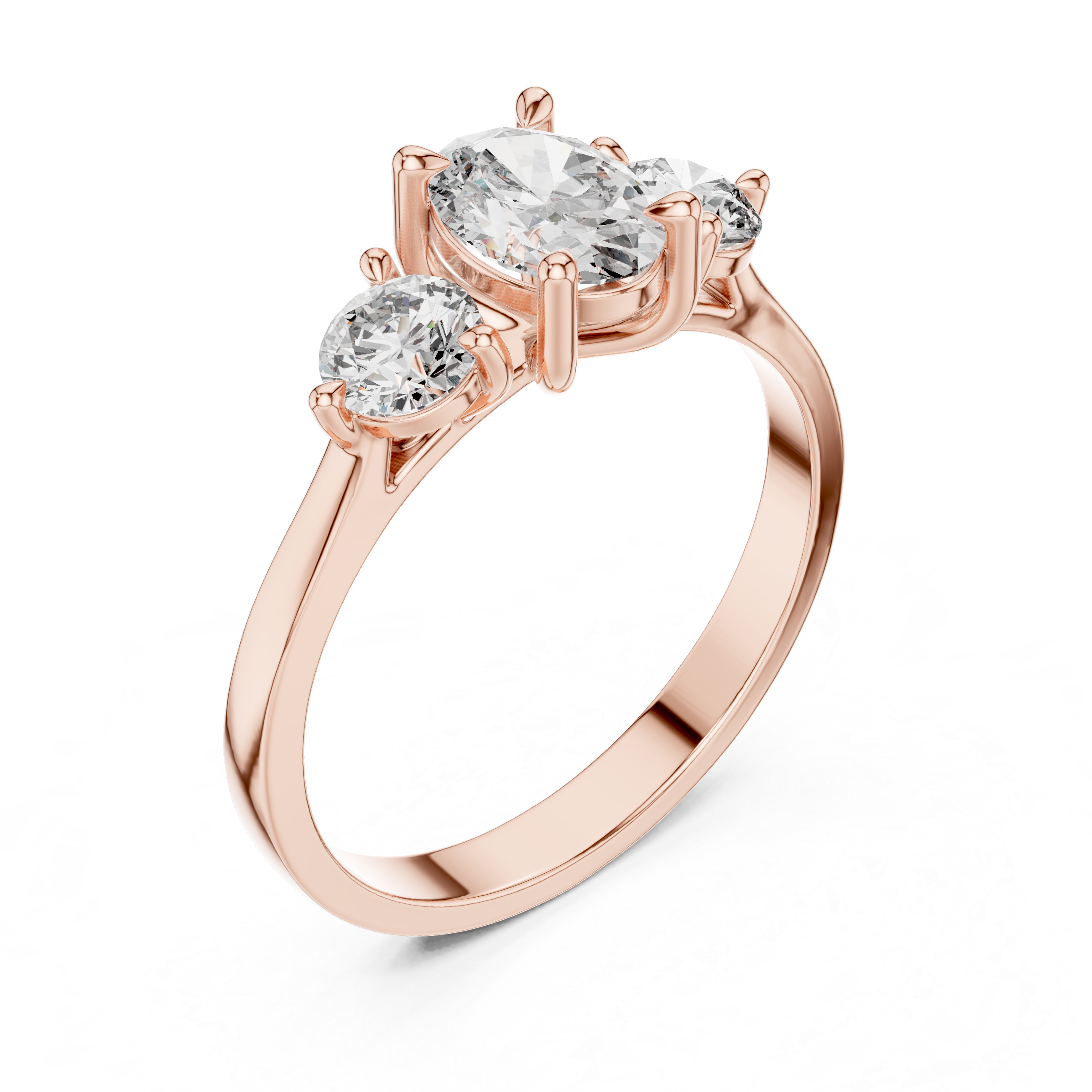 1.28 CT Oval Cut Diamond Three Stone Engagement Ring