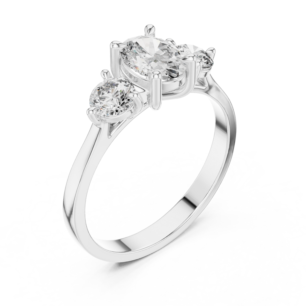 1.28 CT Oval Cut Diamond Three Stone Engagement Ring