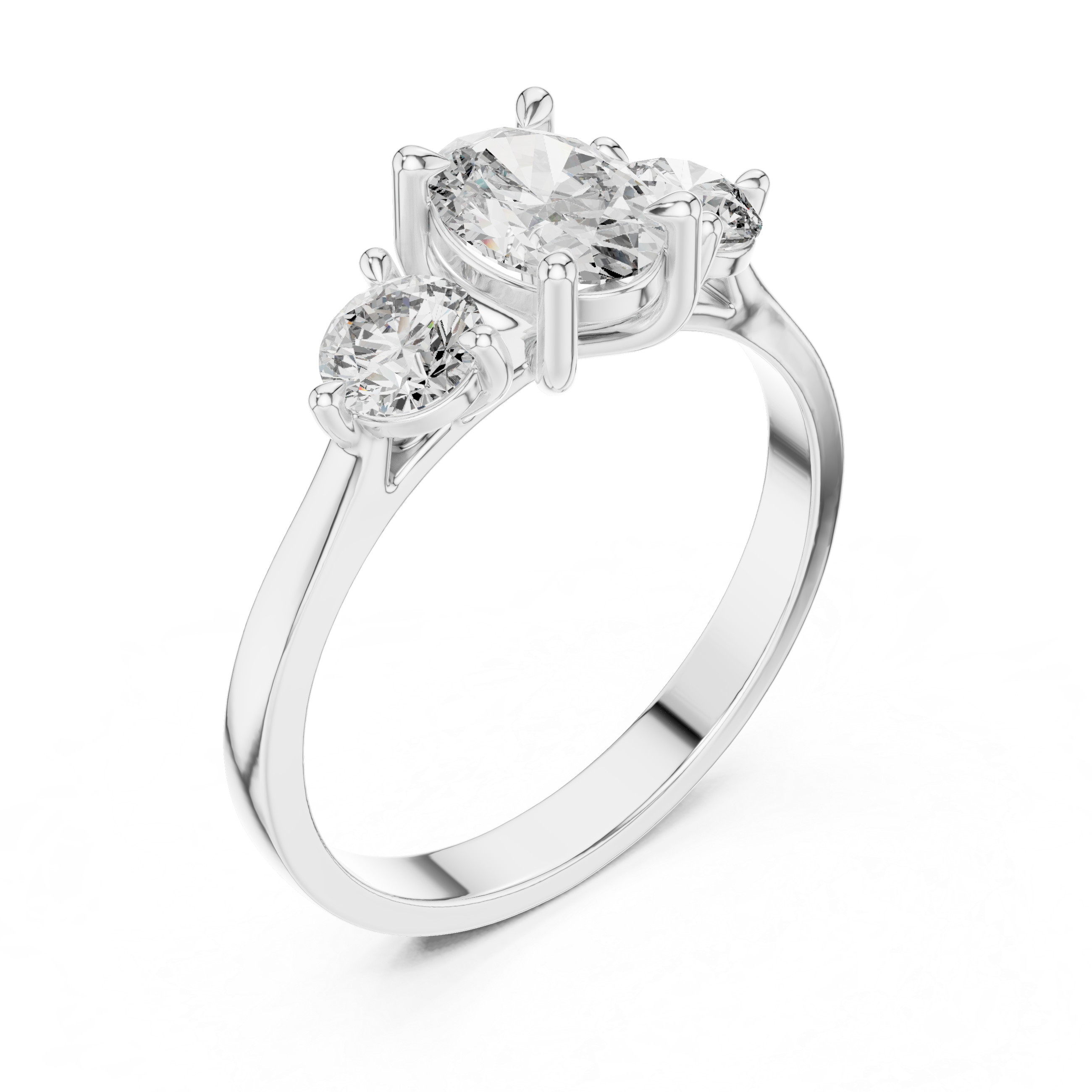 1.28 CT Oval Cut Diamond Three Stone Engagement Ring