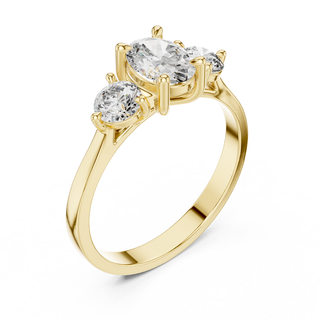 1.28 CT Oval Cut Diamond Three Stone Engagement Ring