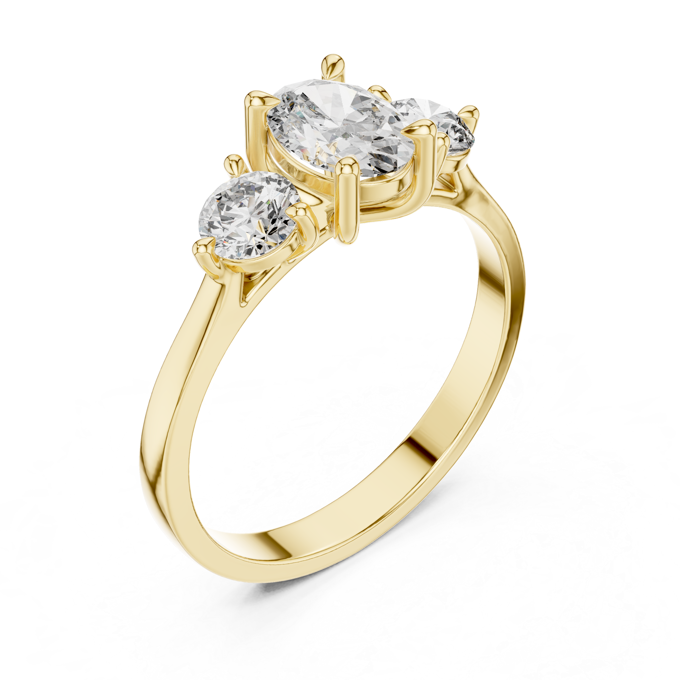 1.28 CT Oval Cut Diamond Three Stone Engagement Ring