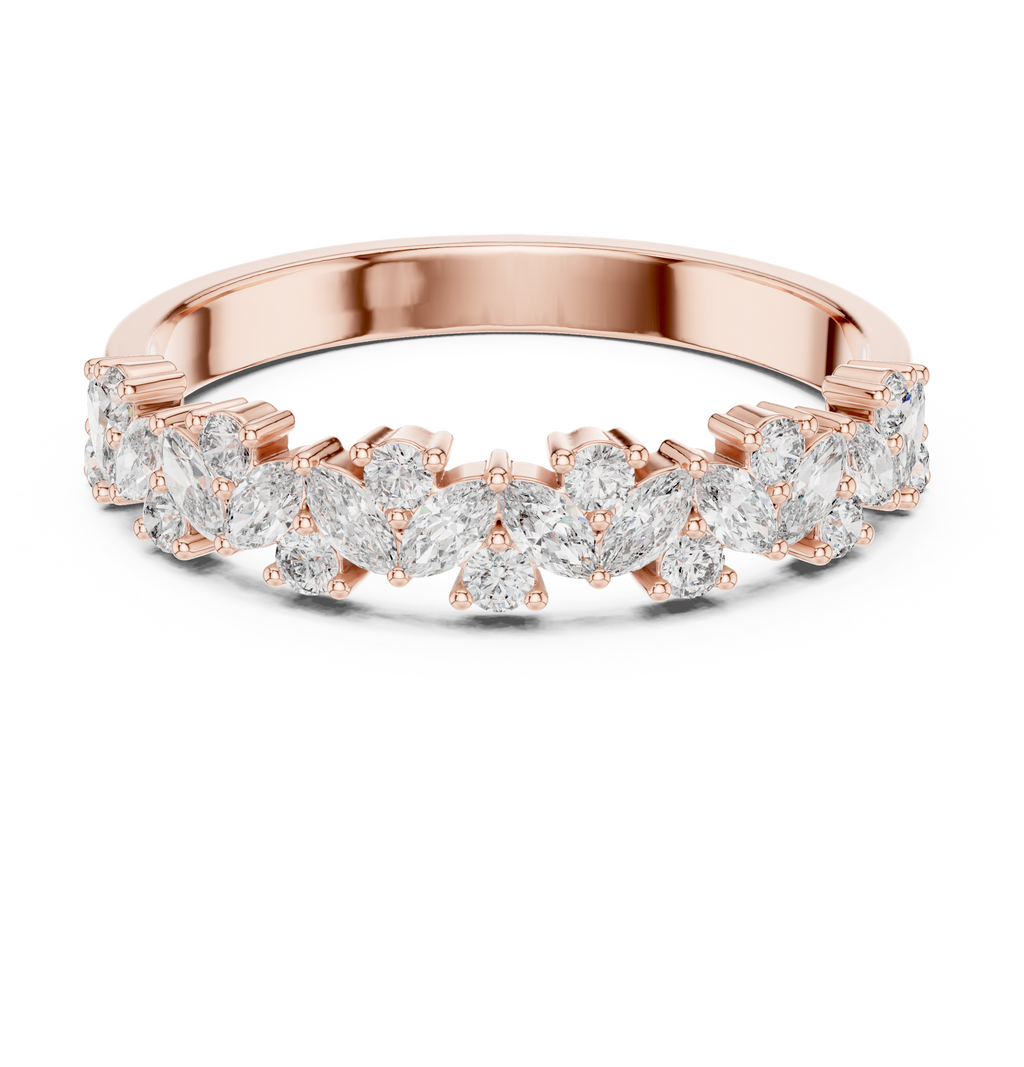 0.49 CT Marquise Diamond Half Eternity Wedding Band Ring